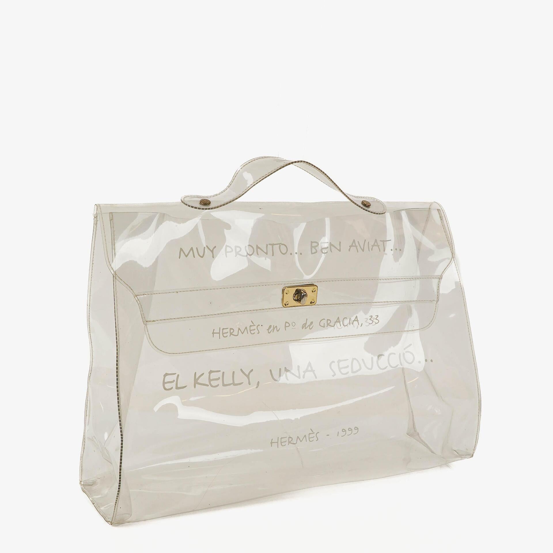 Hermes Souvenir De L'Exposition Transparent Vinyl Kelly Bag