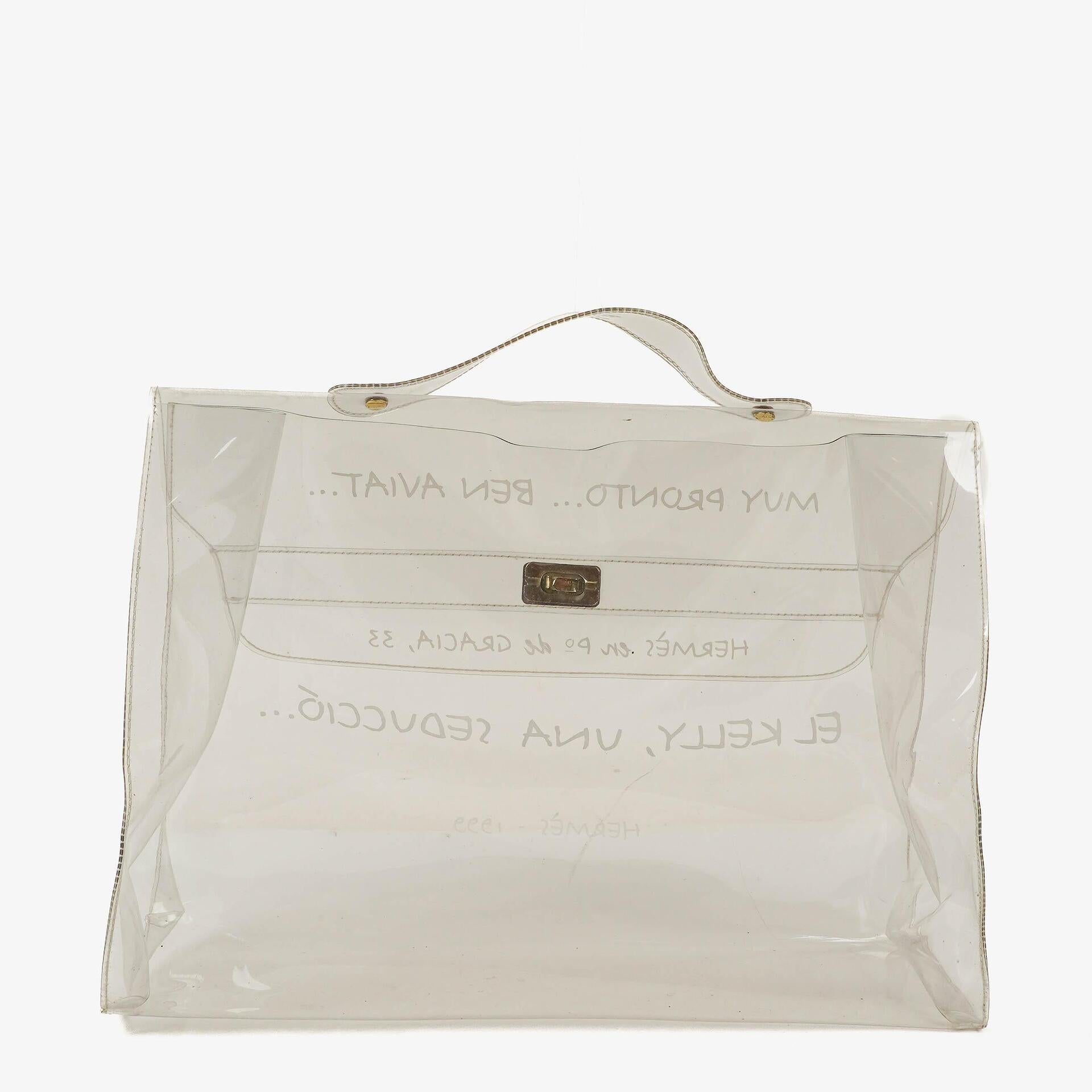 Hermes Souvenir De L'Exposition Transparent Vinyl Kelly Bag