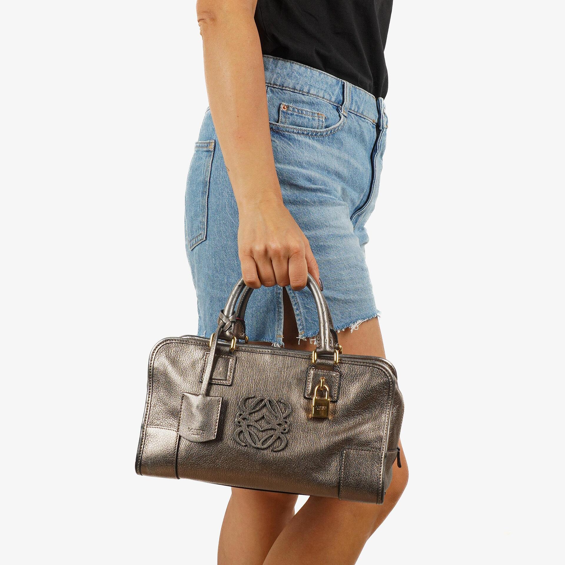 Loewe Amazona 28 Bronze Metallic Calfskin Handbag