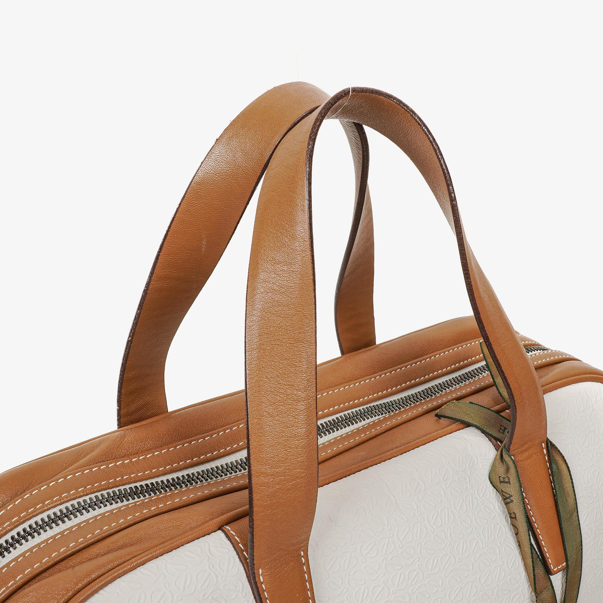 Loewe Boston Brown and White Leather Bag