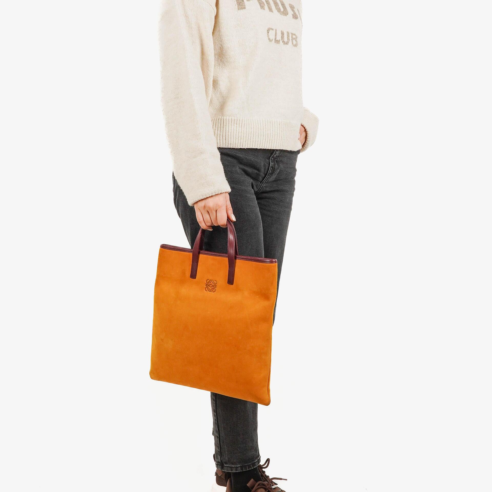 Loewe Ochre Suede Anagram Tote Bag