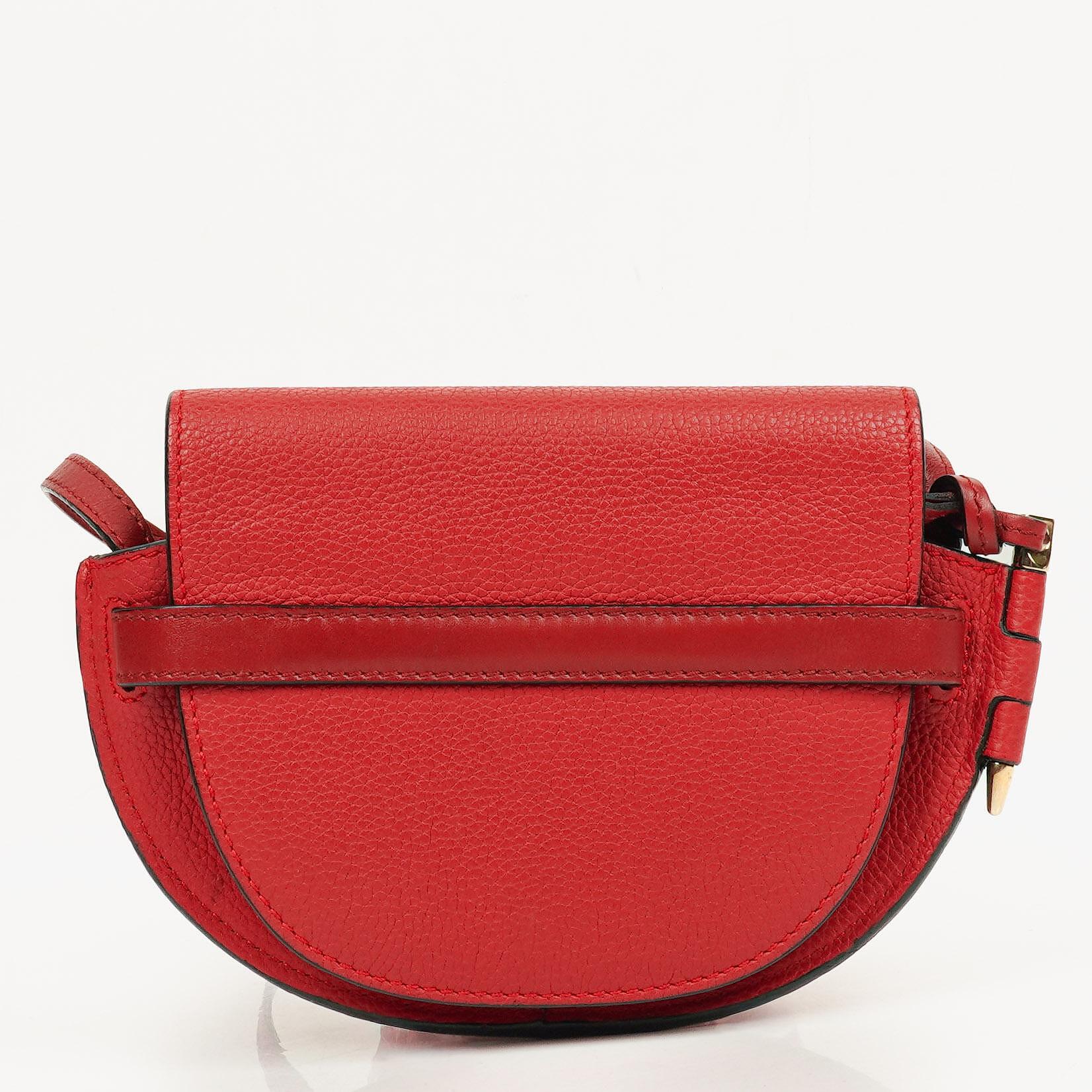 Loewe Red Grained Leather Mini Gate Crossbody Bag