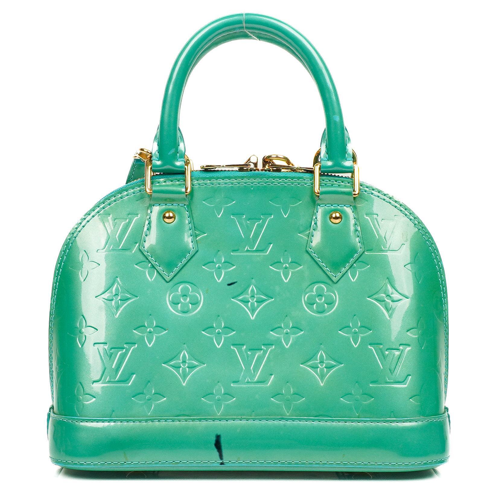 Louis Vuitton Alma BB Blue Lagon Monogram Vernis Leather Handbag