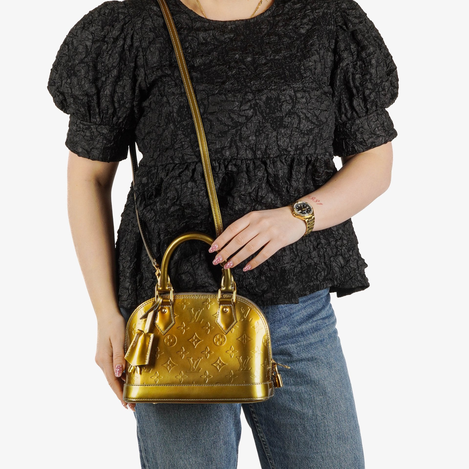 Louis Vuitton Alma BB Givre Monogram Vernis Leather Bag