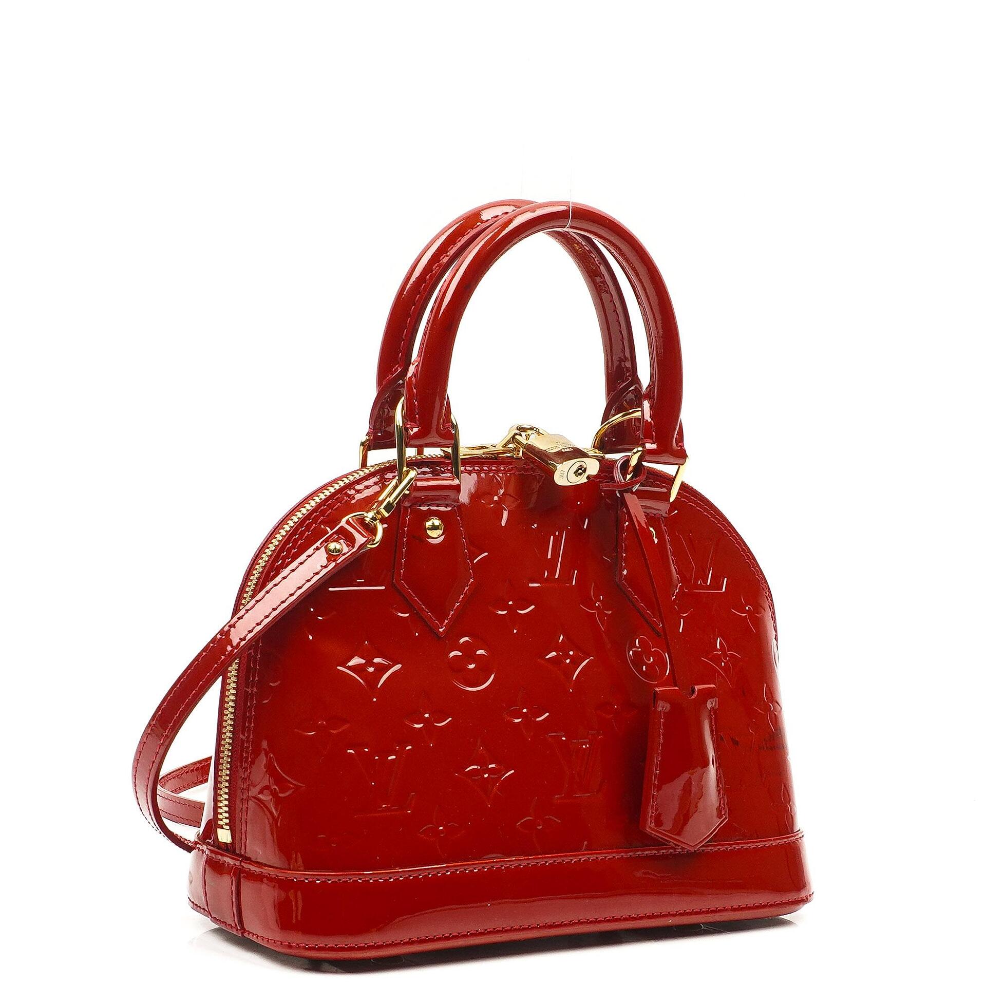 Louis Vuitton Alma BB Pomme D'Amour Monogram Vernis Leather Handbag
