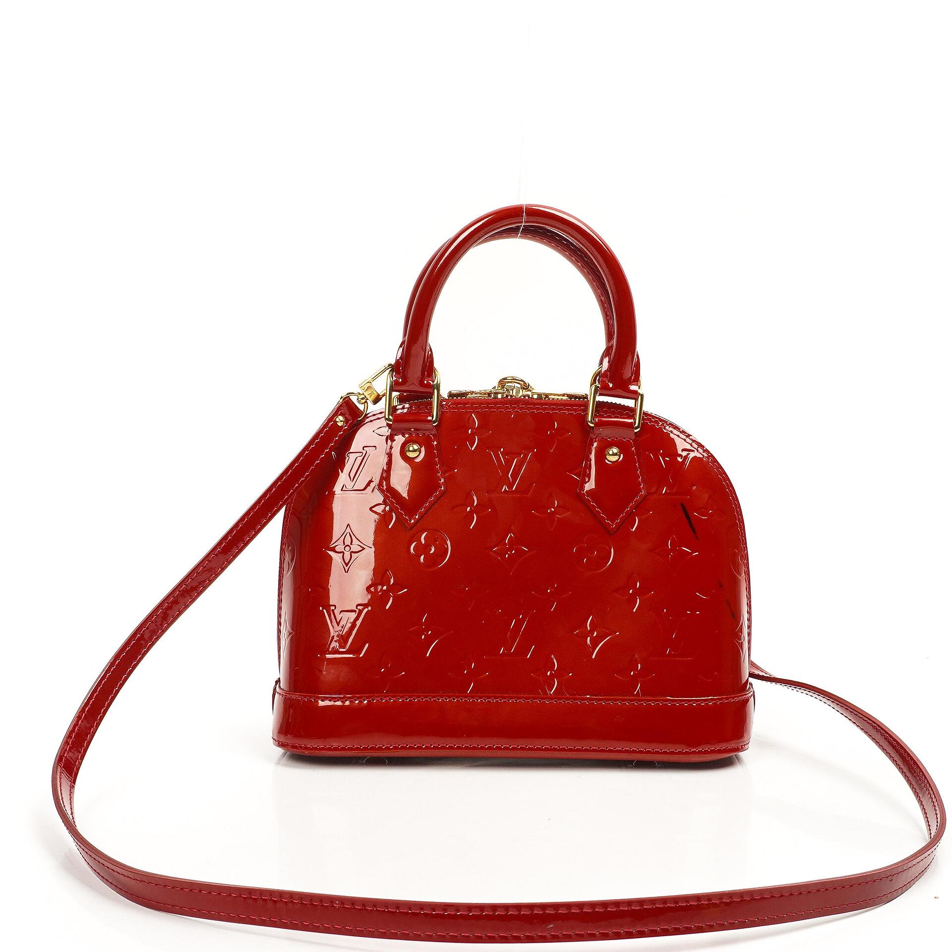 Louis Vuitton Alma BB Pomme D'Amour Monogram Vernis Leather Handbag