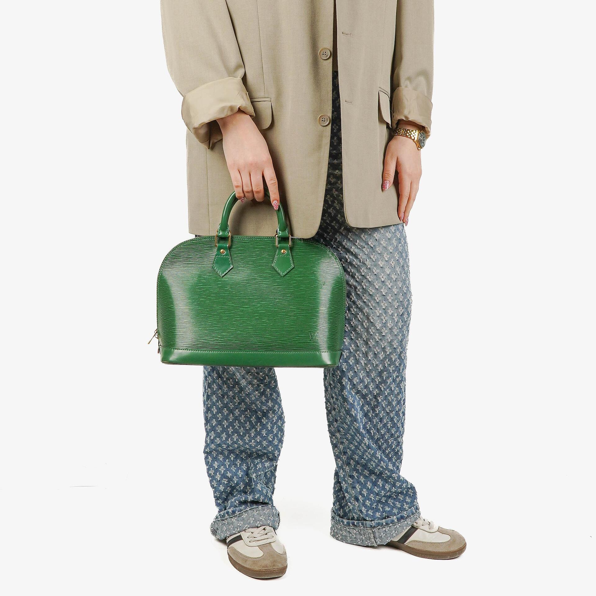 Louis Vuitton Alma PM Green EPI Leather Handbag