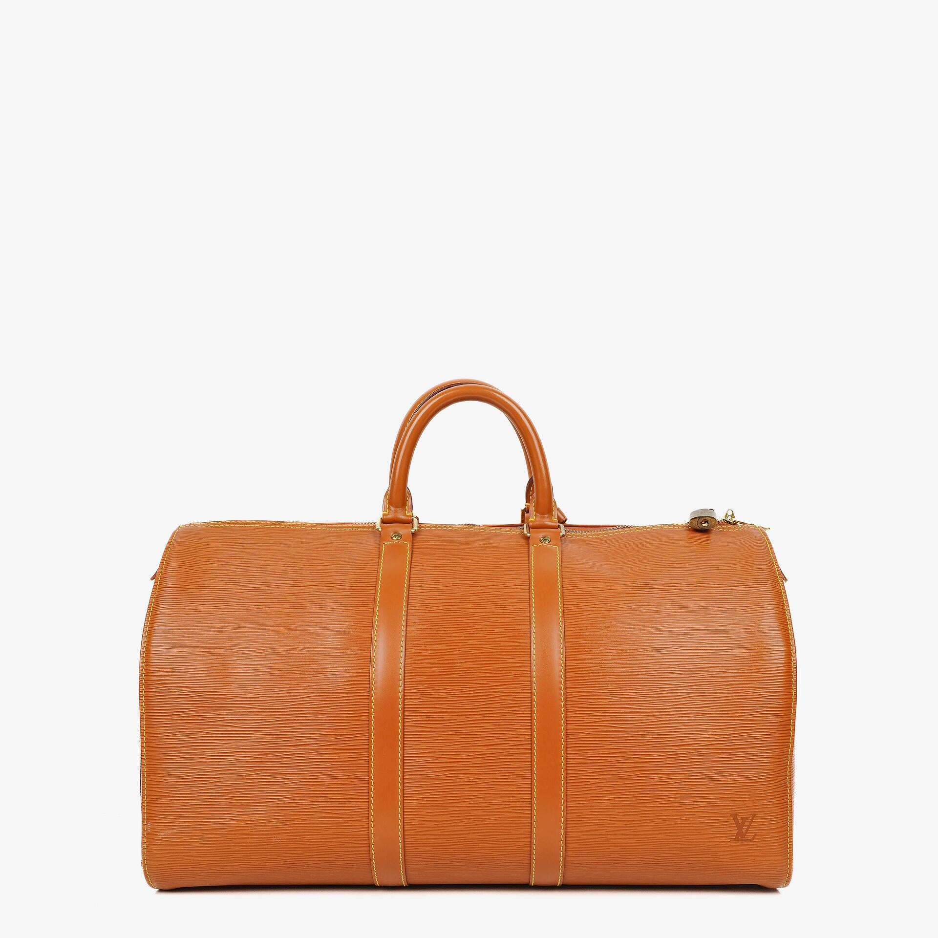 Louis Vuitton Keepall 45 Cognac EPI Leather Travel Bag