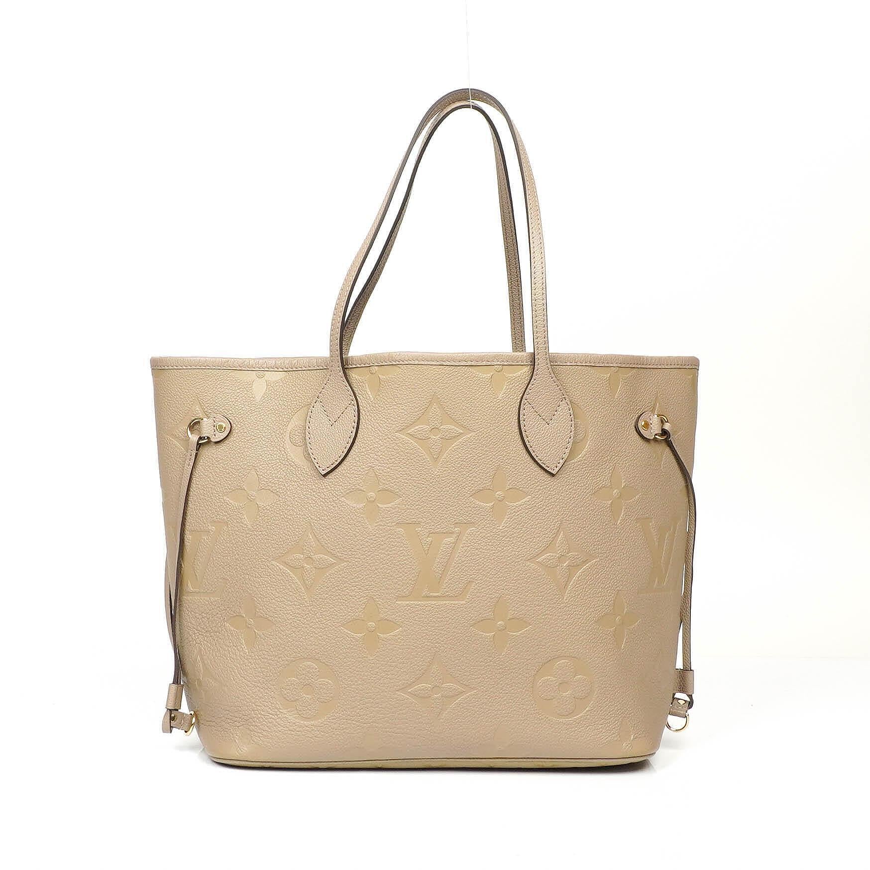 Louis Vuitton Neverfull MM Beige Empreinte Leather Tote Bag