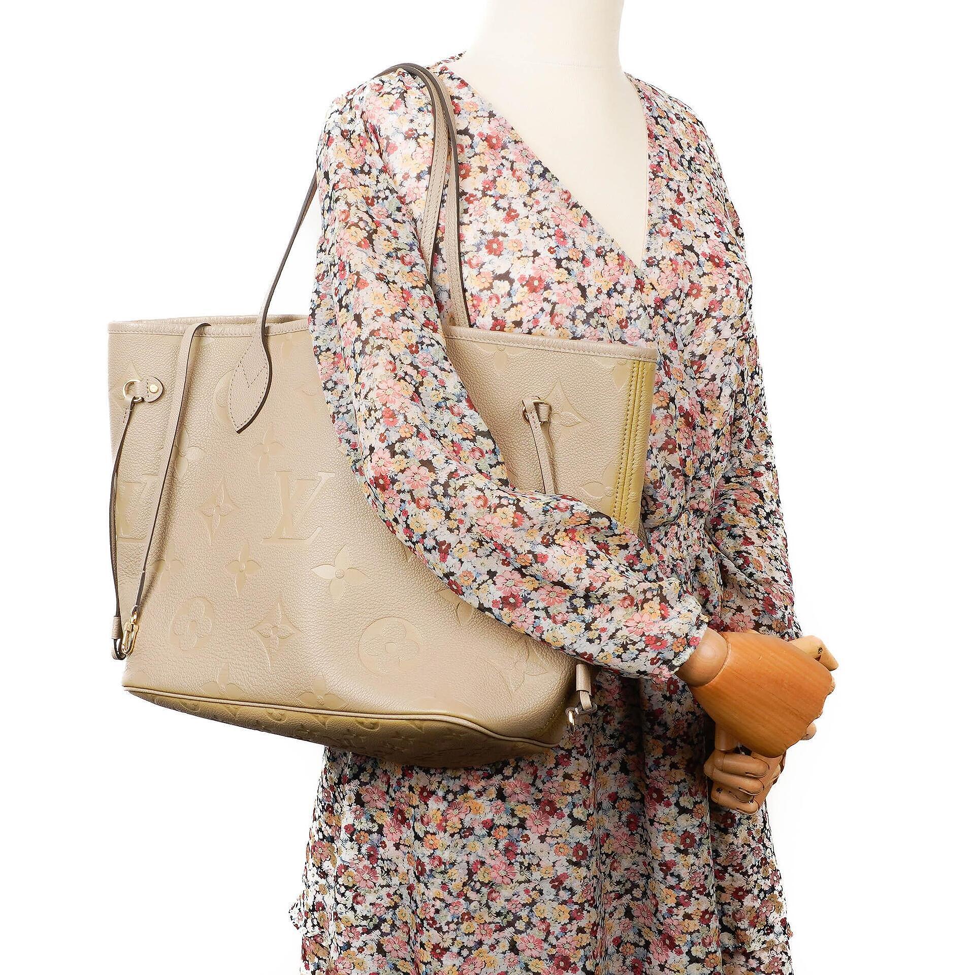 Louis Vuitton Neverfull MM Beige Empreinte Leather Tote Bag