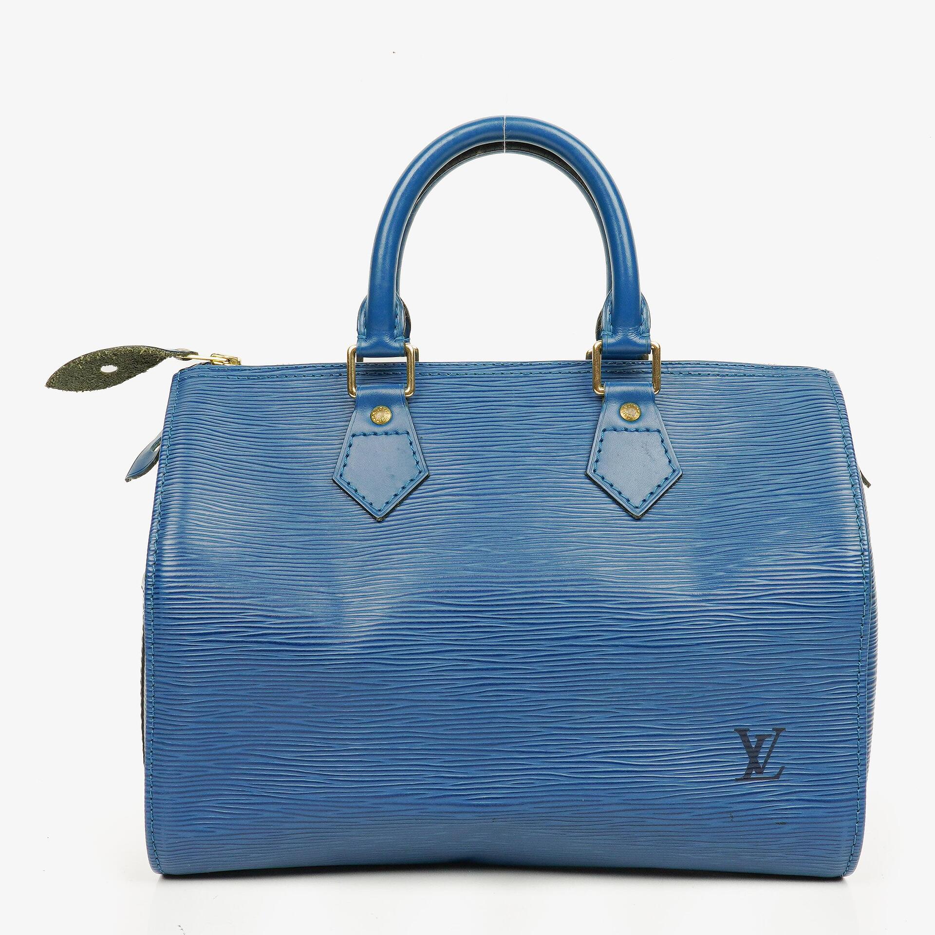 Louis Vuitton Speedy 25 Blue EPI Leather Handbag