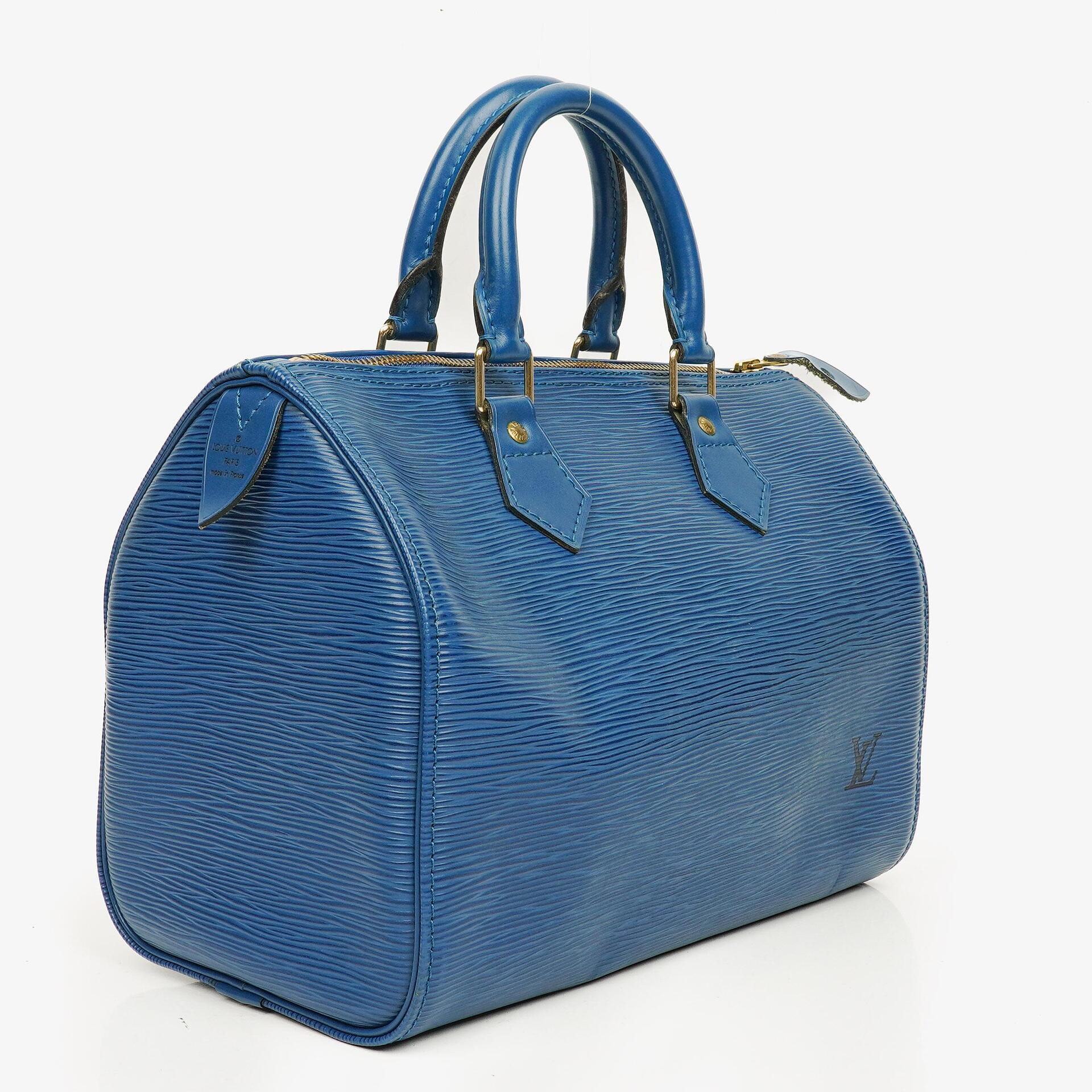 Louis Vuitton Speedy 25 Blue EPI Leather Handbag