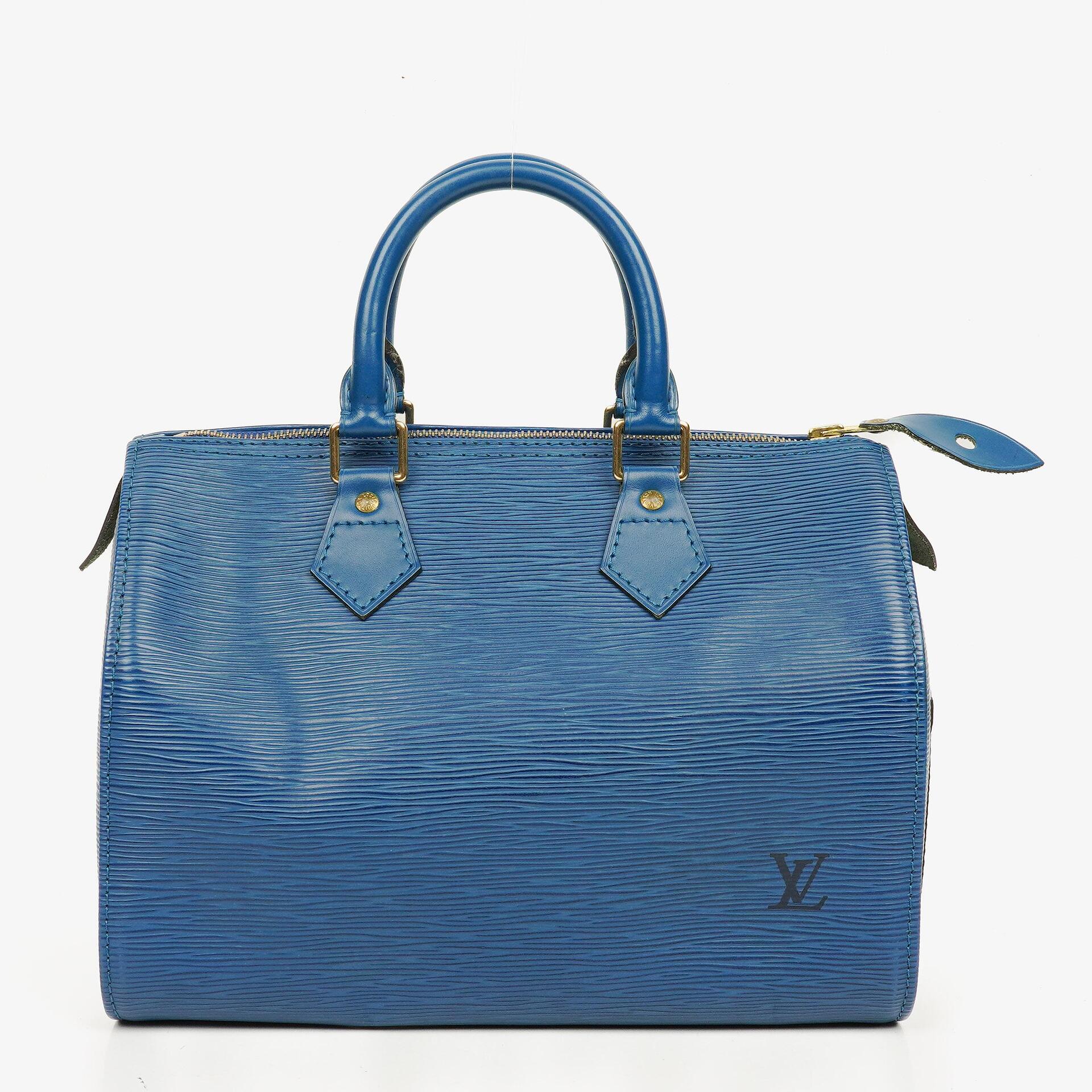 Louis Vuitton Speedy 25 Blue EPI Leather Handbag
