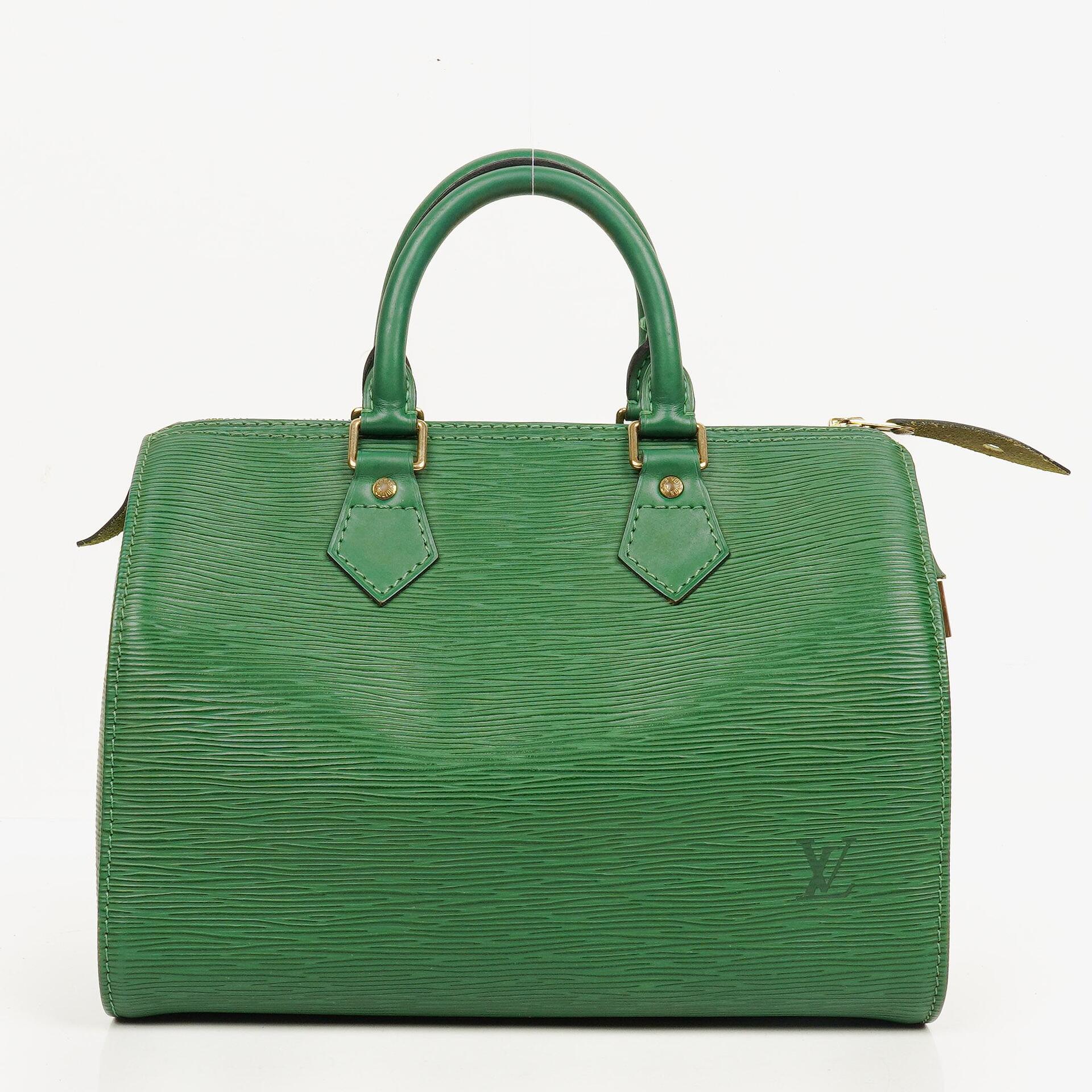 Louis Vuitton Speedy 25 Green EPI Leather Handbag