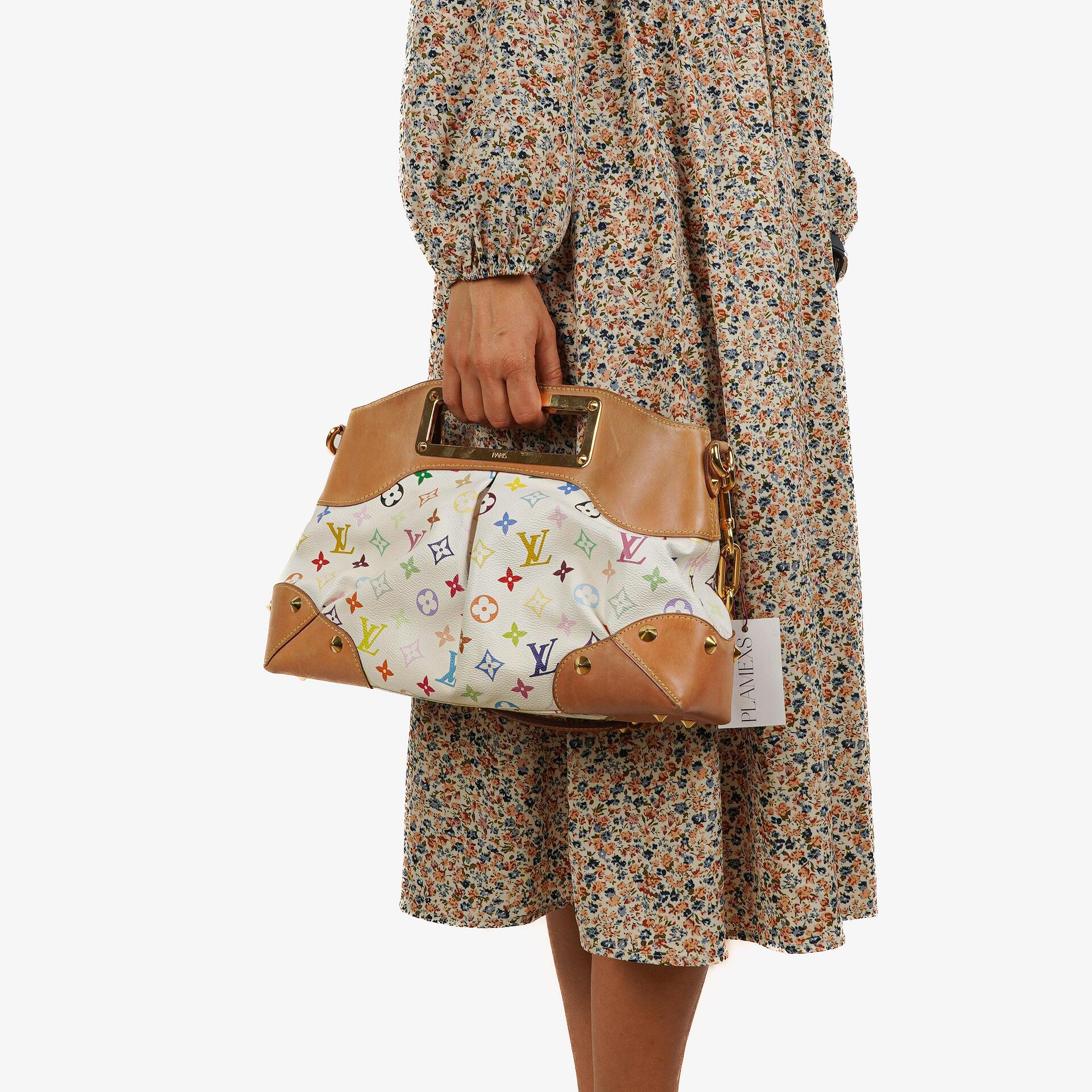 Louis Vuitton Takashi Murakami Judy MM White Multicolore Monogram Canvas Bag