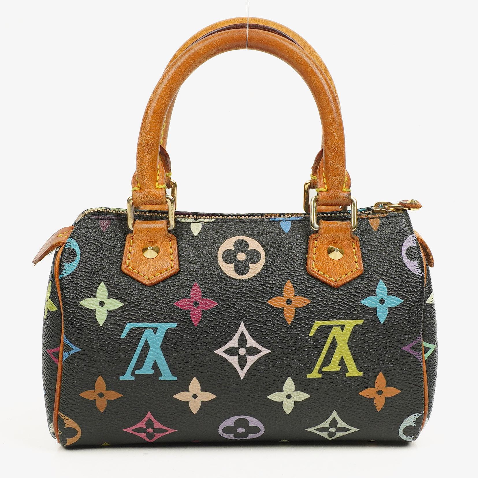 Louis Vuitton Takashi Murakami Nano Speedy Black Multicolour Monogram Coated Canvas Mini Bag