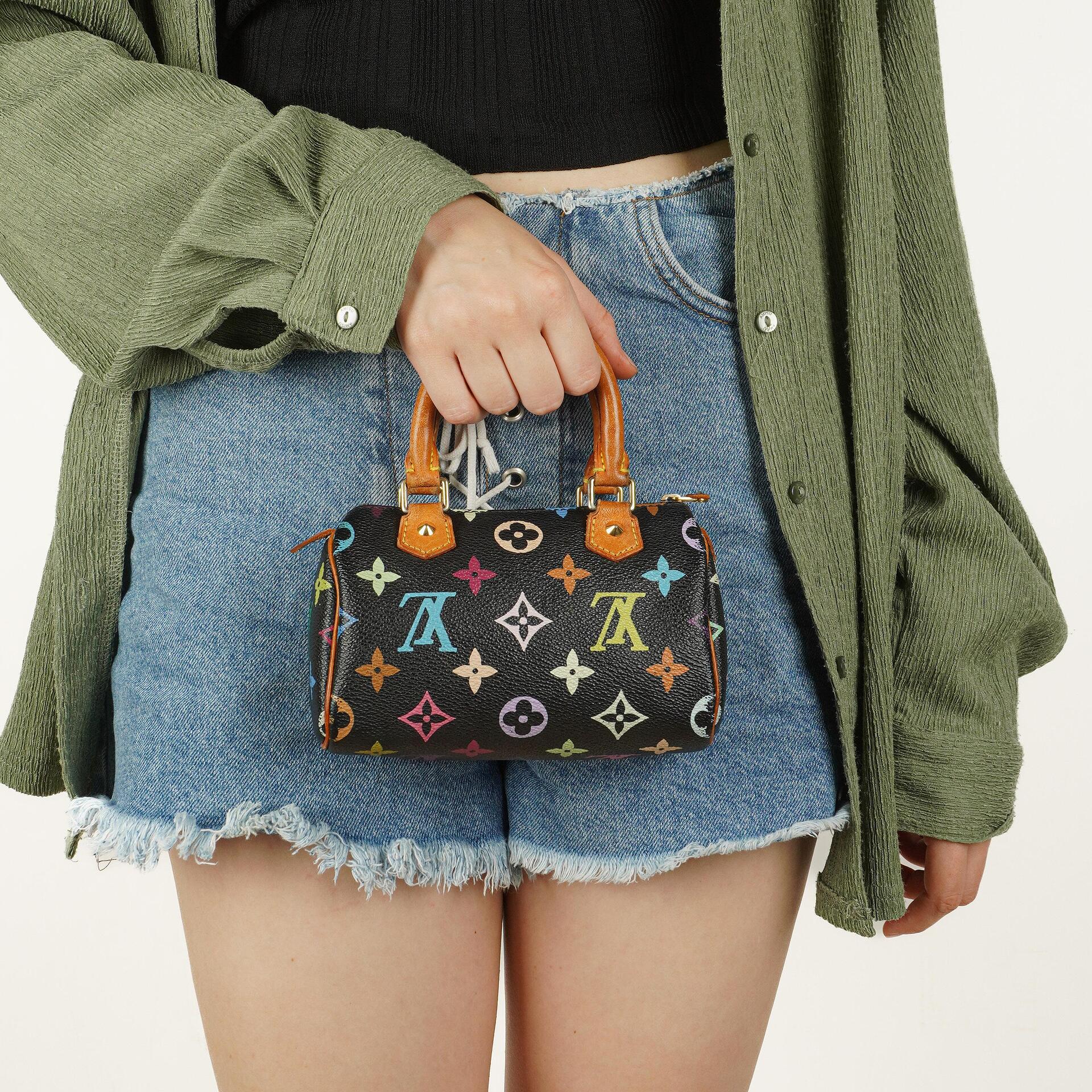 Louis Vuitton Takashi Murakami Nano Speedy Black Multicolour Monogram Coated Canvas Mini Bag