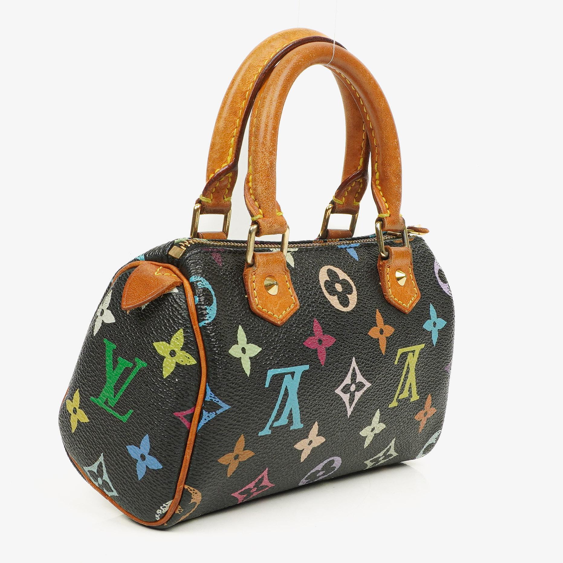Louis Vuitton Takashi Murakami Nano Speedy Black Multicolour Monogram Coated Canvas Mini Bag