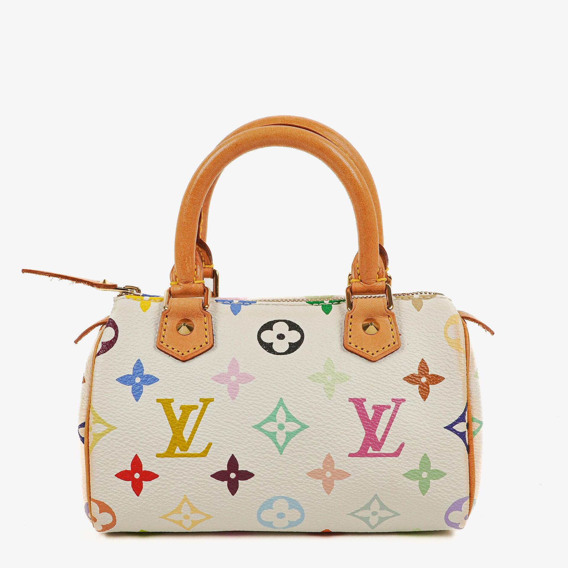 Louis Vuitton Takashi Murakami Nano Speedy White Multicolour Monogram Coated Canvas Mini Bag