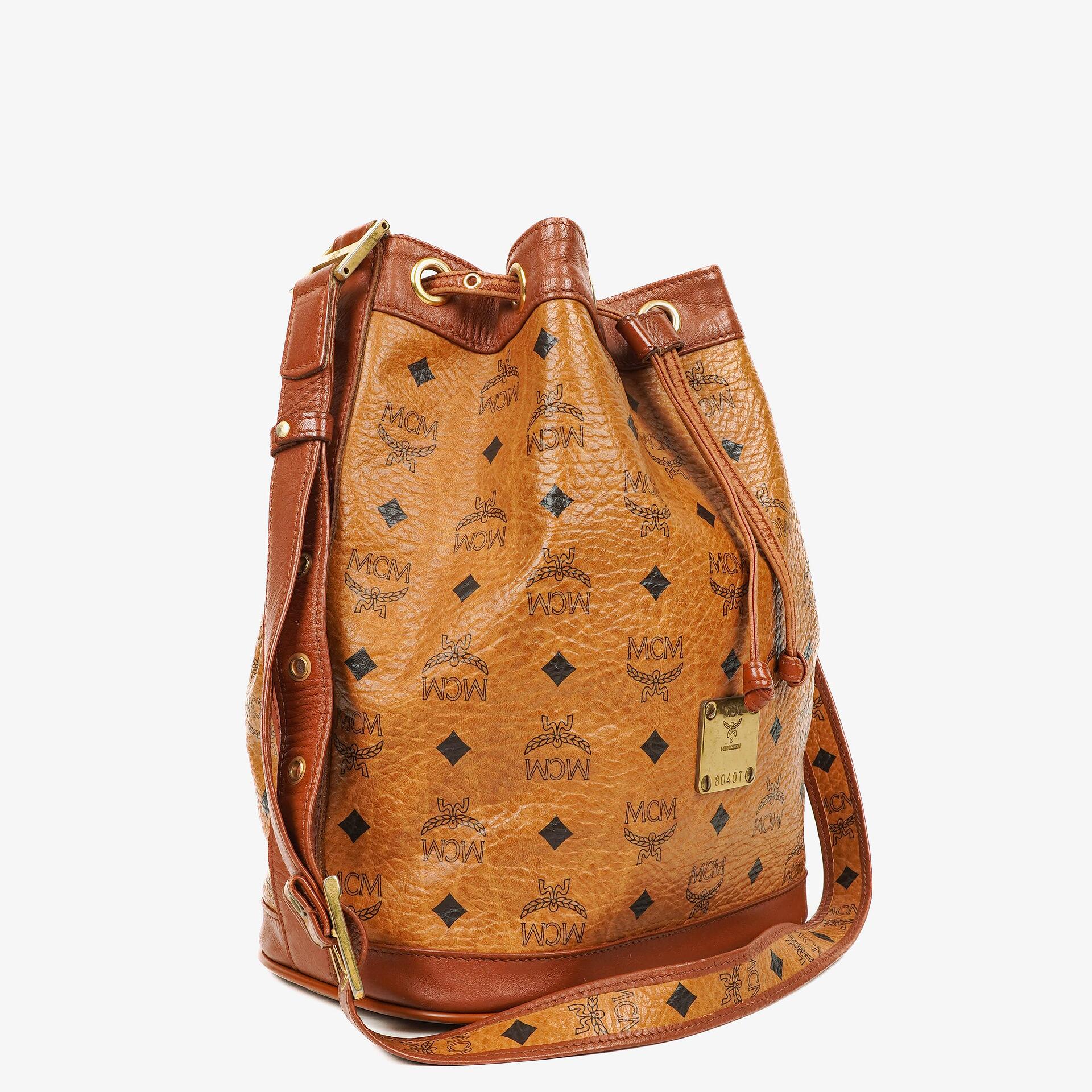 MCM Visetos Cognac Bucket Bag