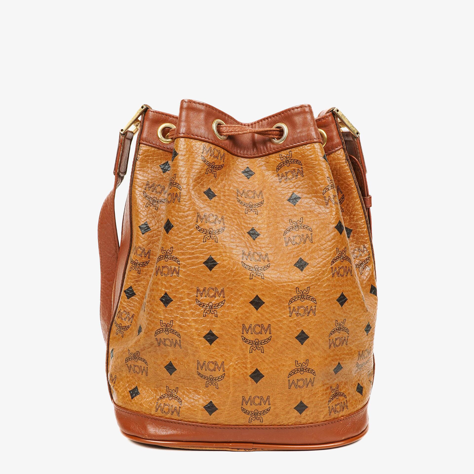MCM Visetos Cognac Bucket Bag