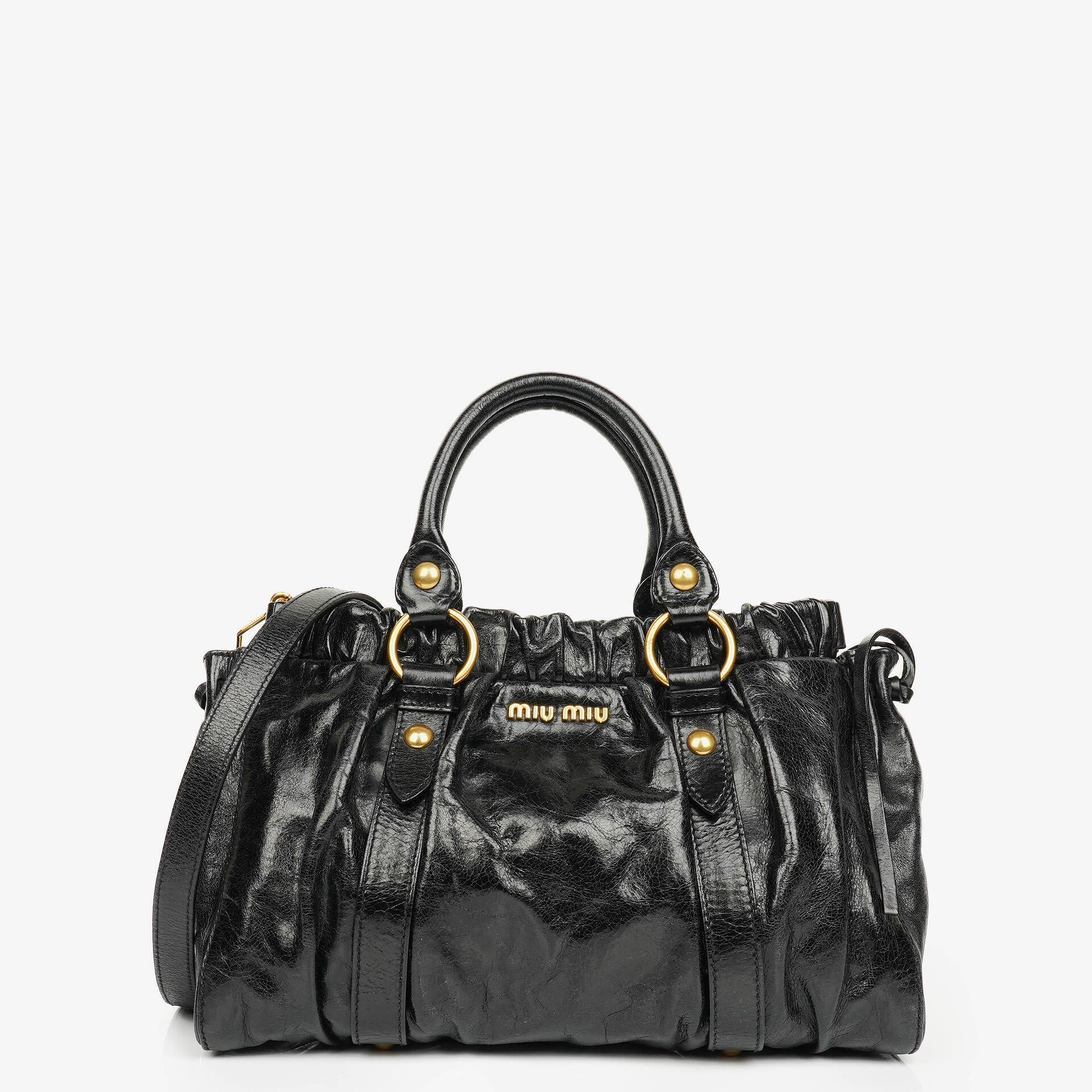 Miu Miu Black Vitello Satchel Bag
