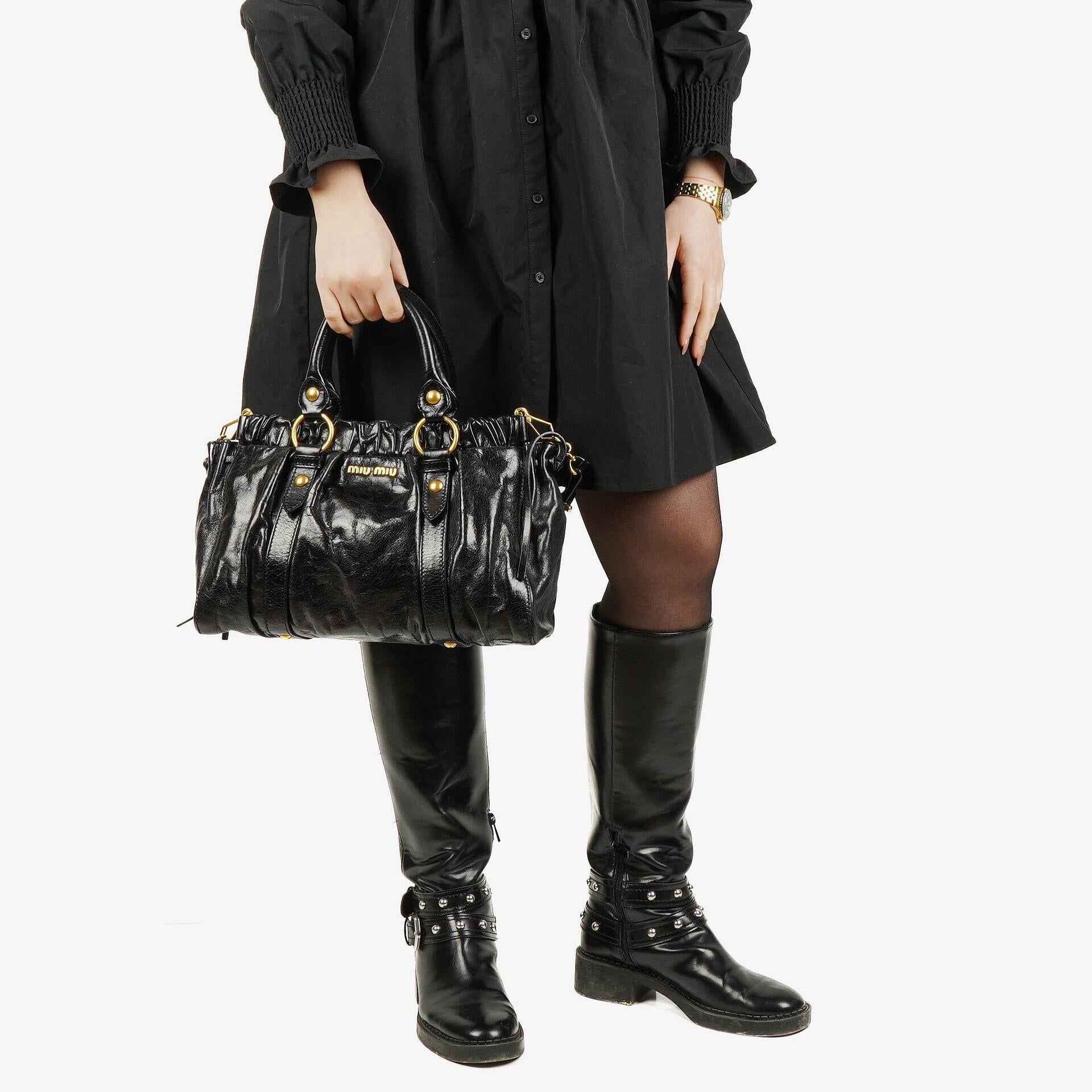 Miu Miu Black Vitello Satchel Bag
