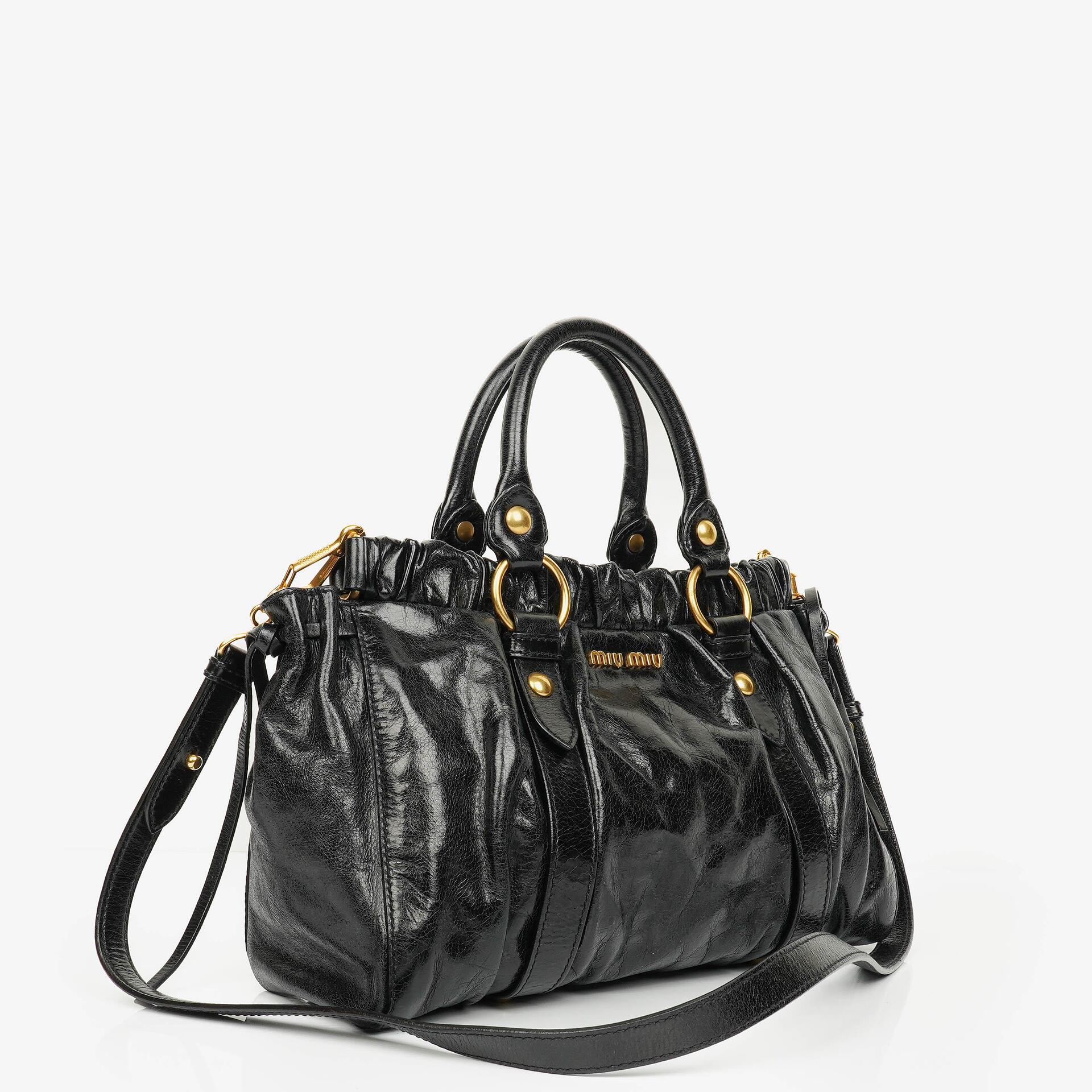 Miu Miu Black Vitello Satchel Bag