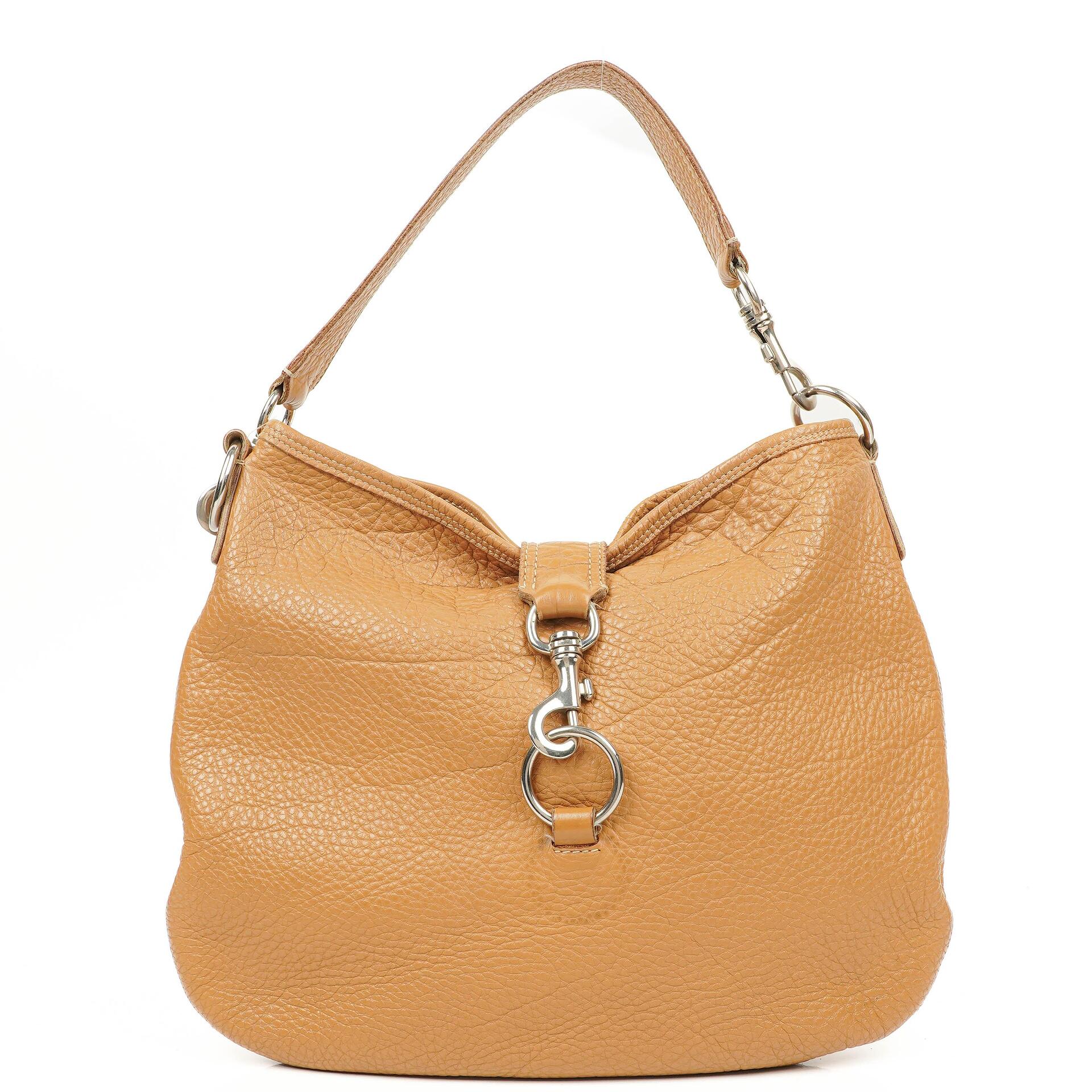 Miu Miu Brown Grained Leather Hobo Shoulder Bag