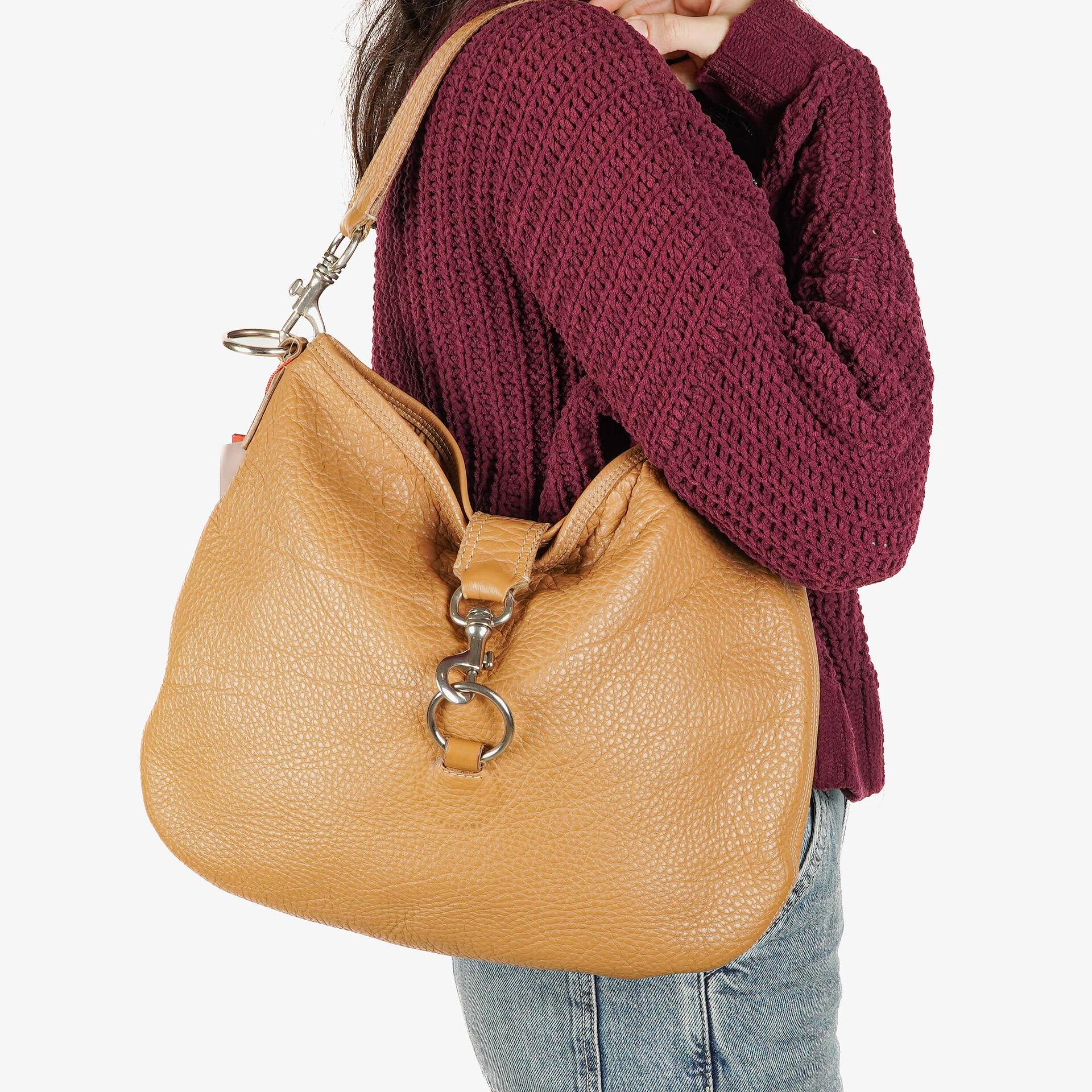 Miu Miu Brown Grained Leather Hobo Shoulder Bag