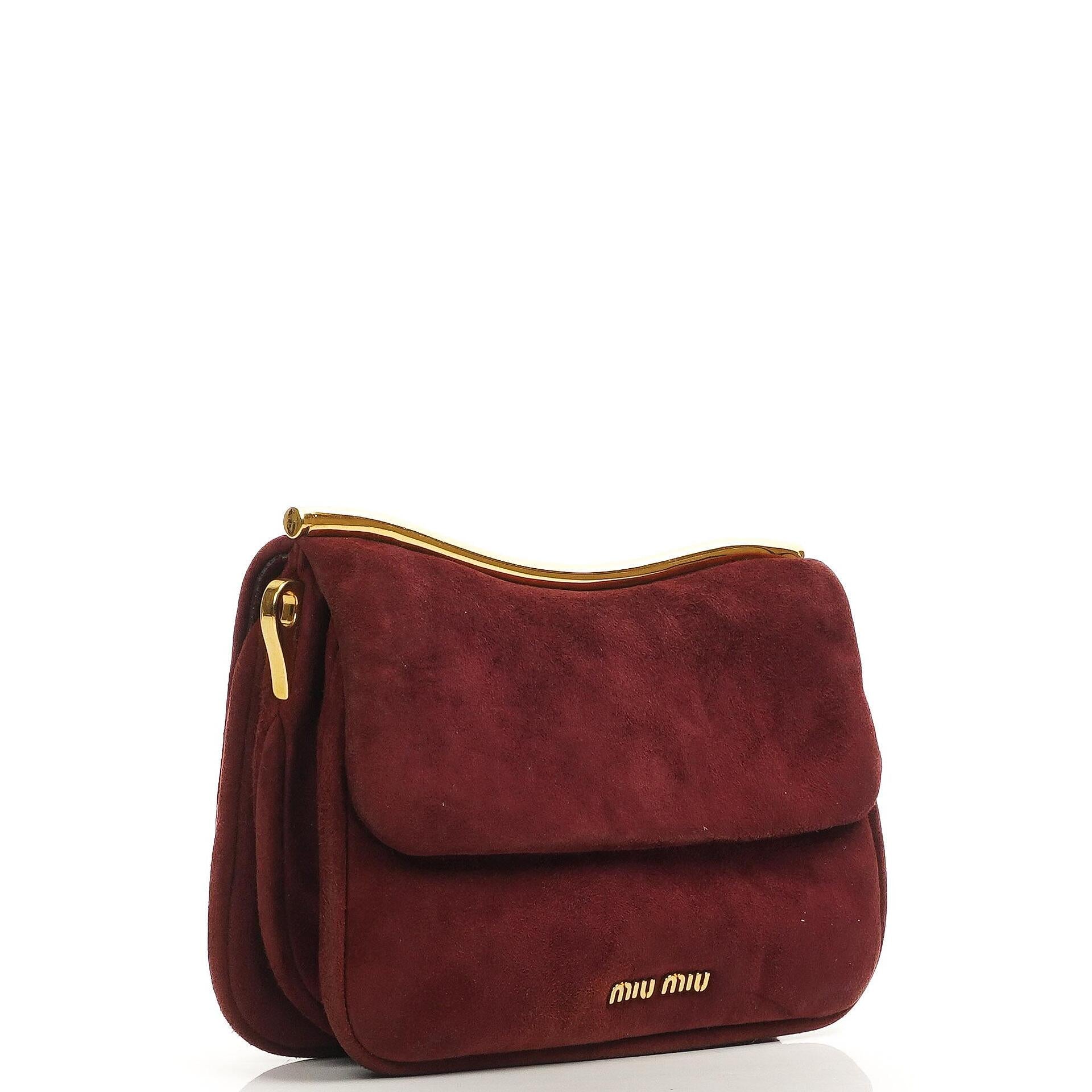 Miu Miu Camoscio Granato Shoulder Bag With Chain