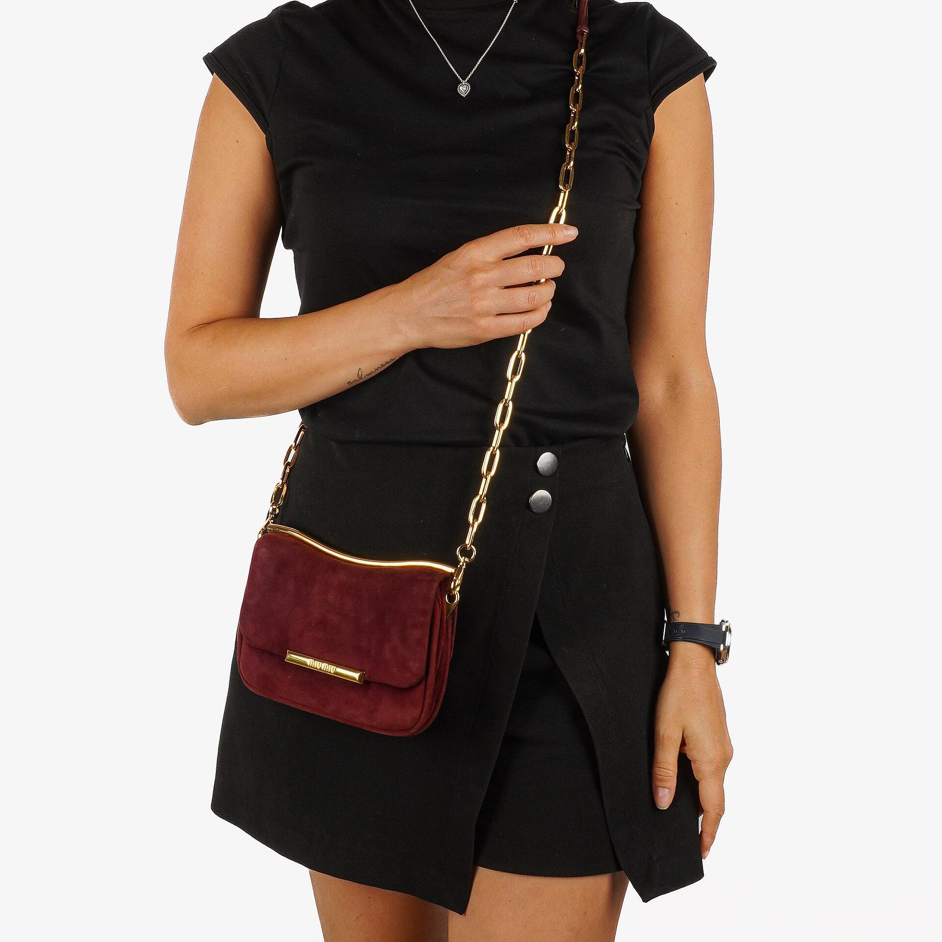 Miu Miu Camoscio Granato Shoulder Bag With Chain