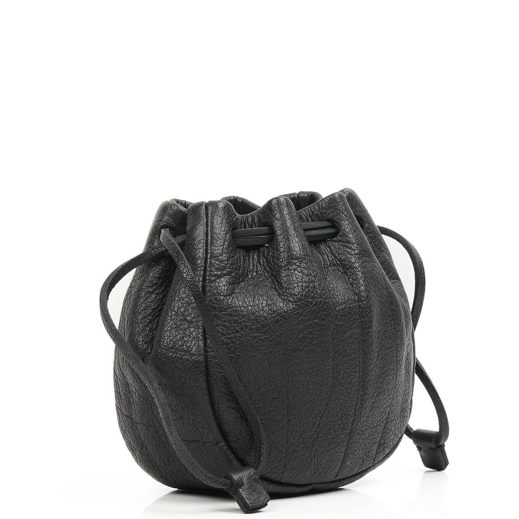 Miu Miu Drawstring Black Nero Leather Wallet Portafoglio