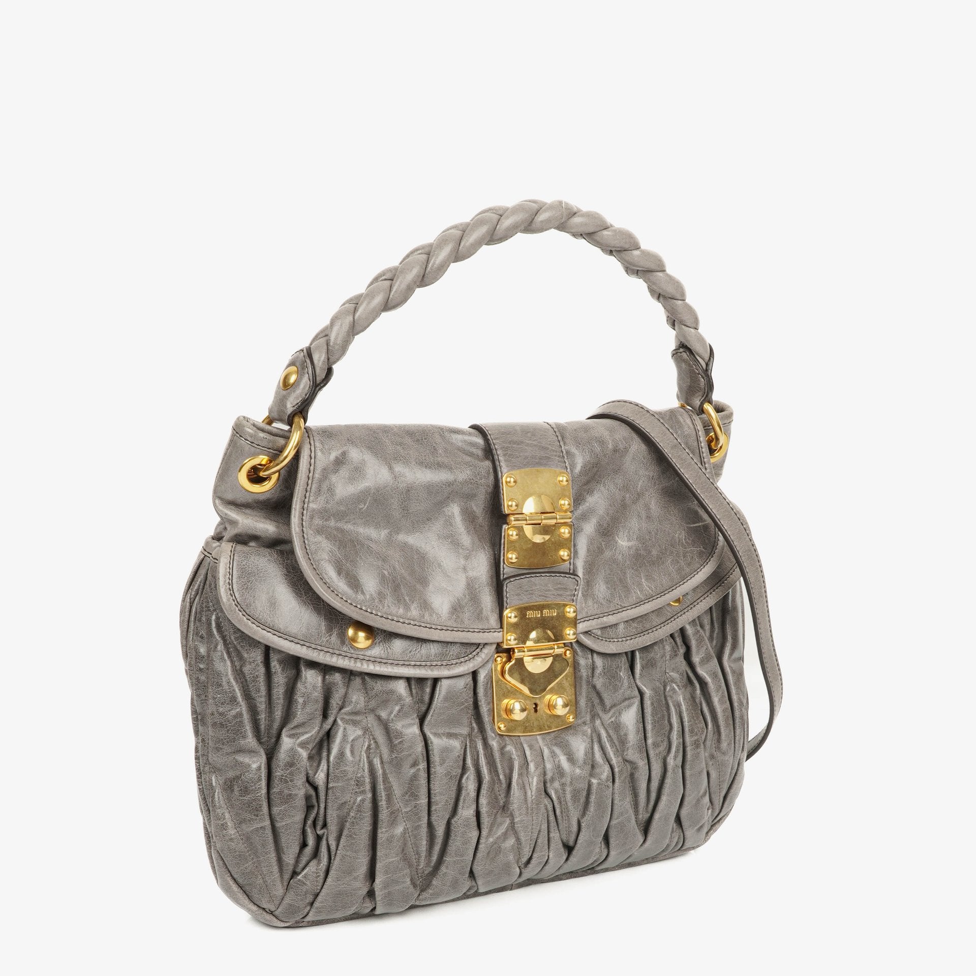 Miu Miu Matelassé Lux Leather Coffer Hobo Bag