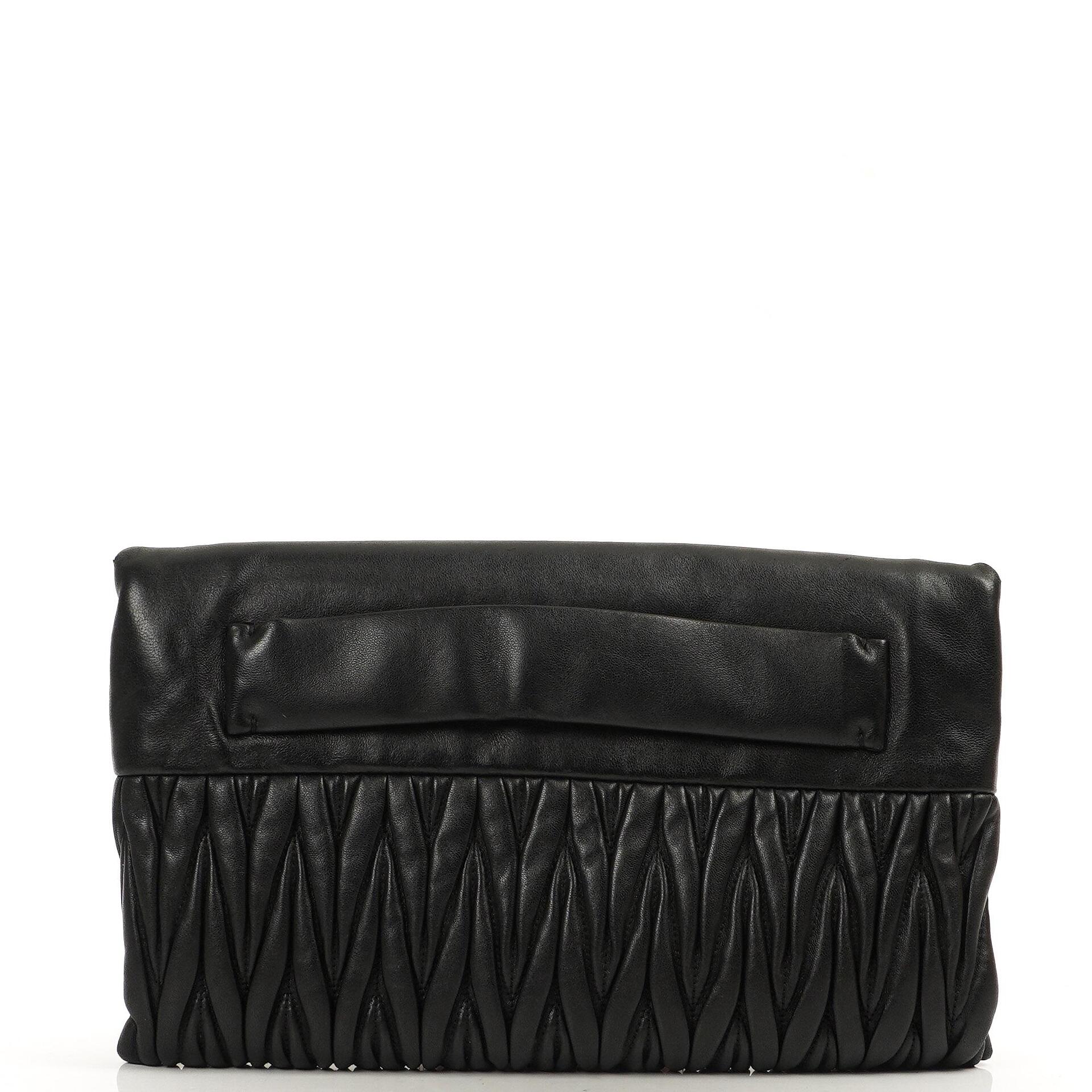Miu Miu Matelasse Napa Nero Black Crossbody Clutch Bag