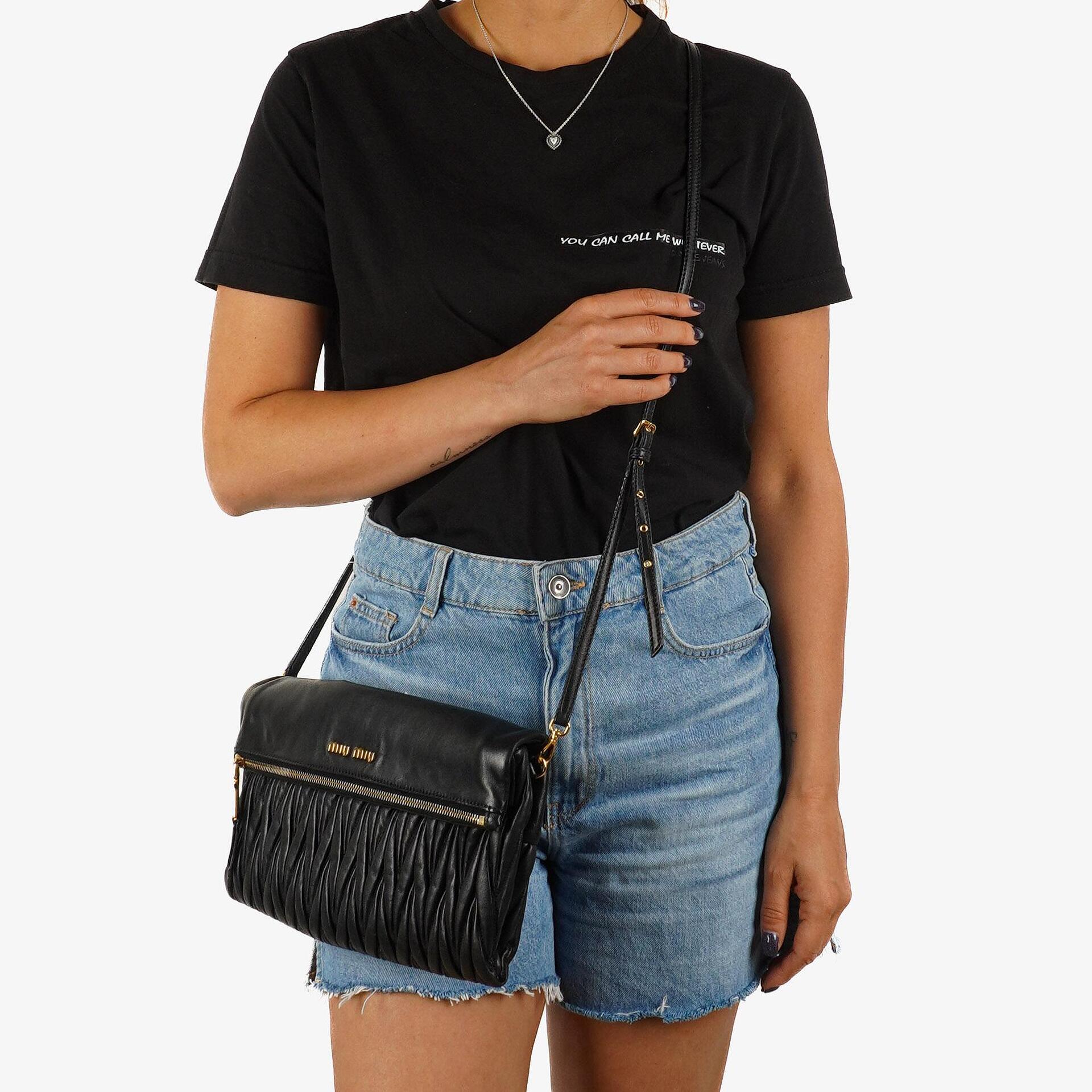 Miu Miu Matelasse Napa Nero Black Crossbody Clutch Bag