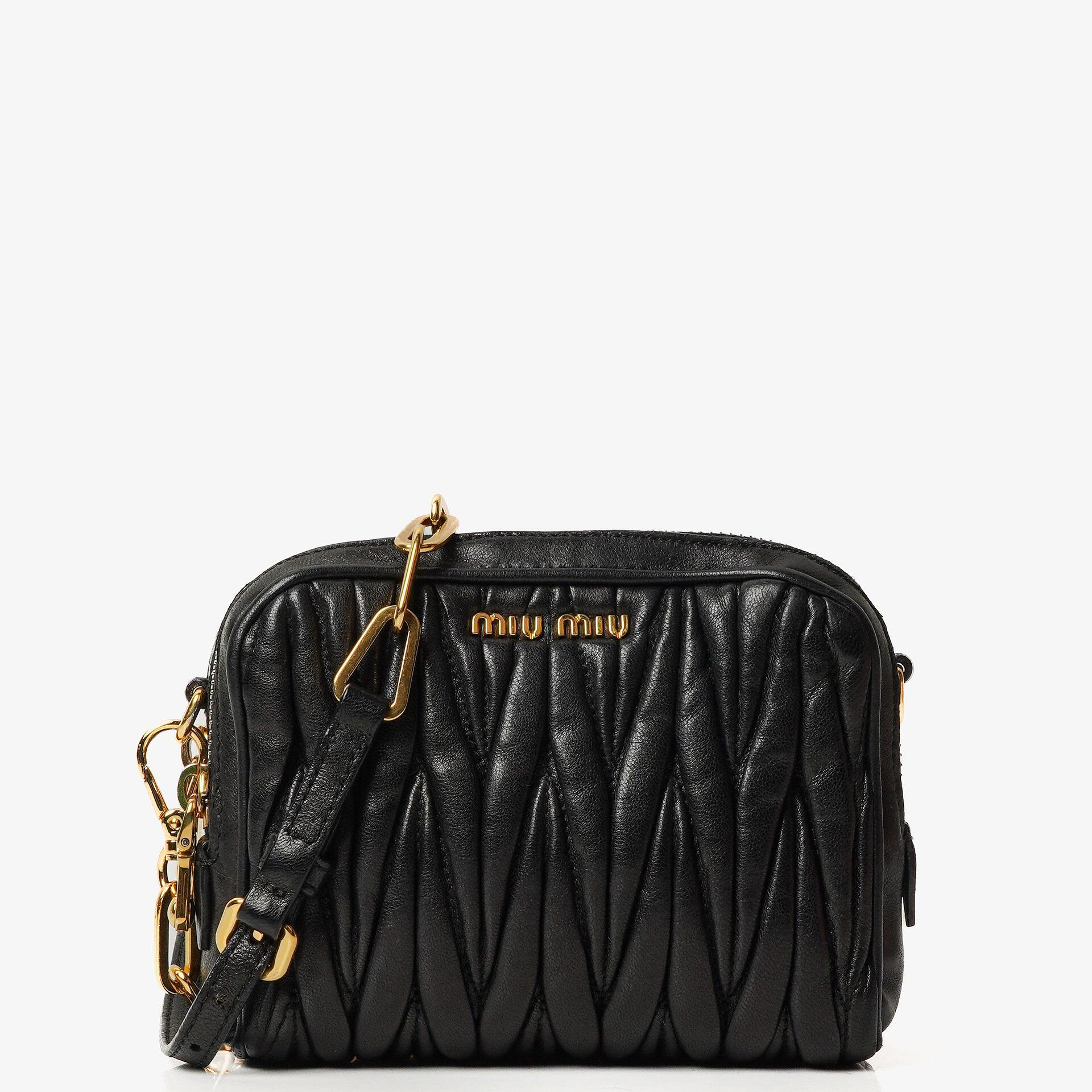 Miu Miu Napa Matelasse Double Zip Nero Black Crossbody Clutch Bag