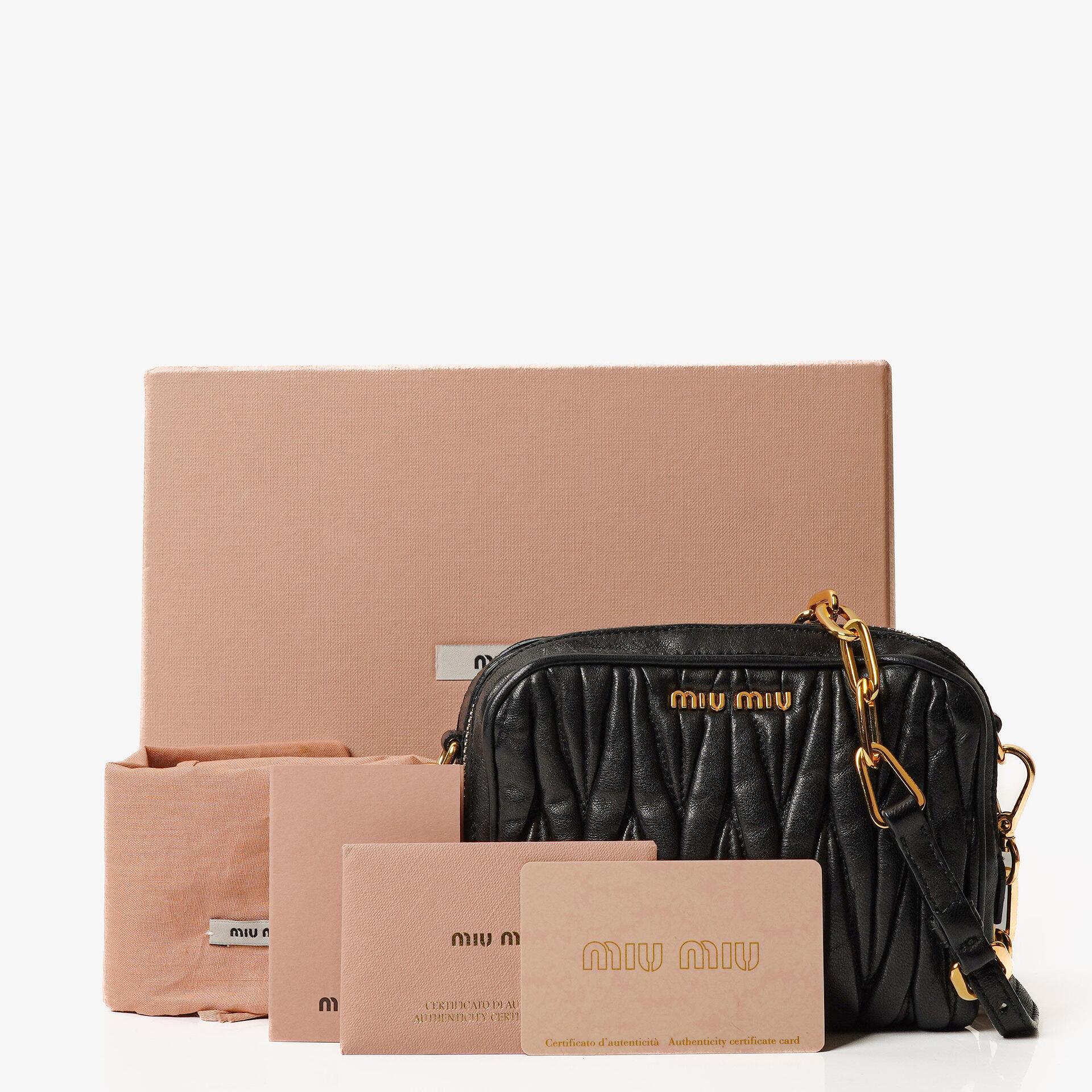Miu Miu Napa Matelasse Double Zip Nero Black Crossbody Clutch Bag