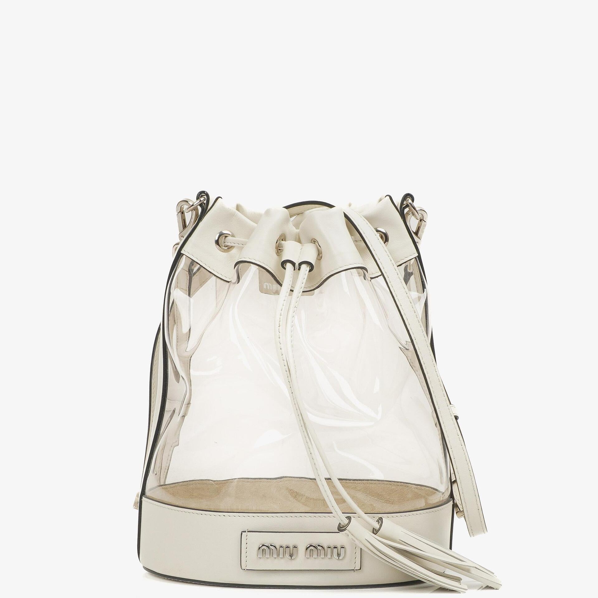 Miu Miu Transparent Drawstring White Bianco Bucket Bag – PLAMEXS