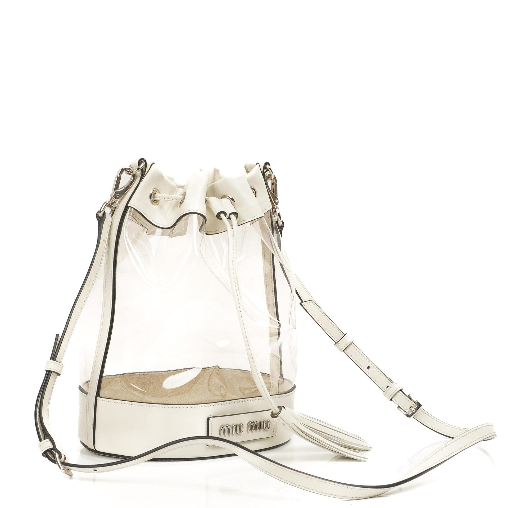 Miu Miu Transparent Drawstring White Bianco Bucket Bag