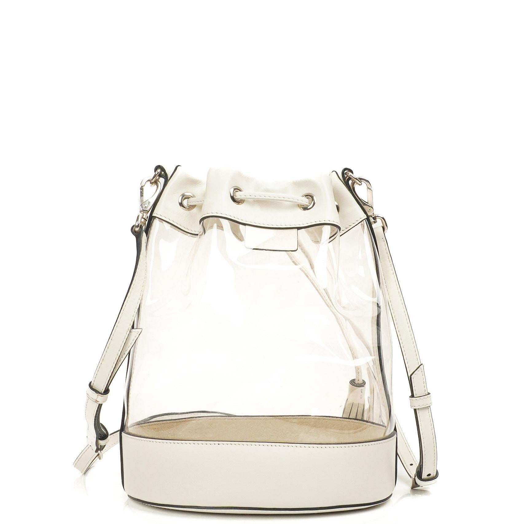 Miu Miu Transparent Drawstring White Bianco Bucket Bag