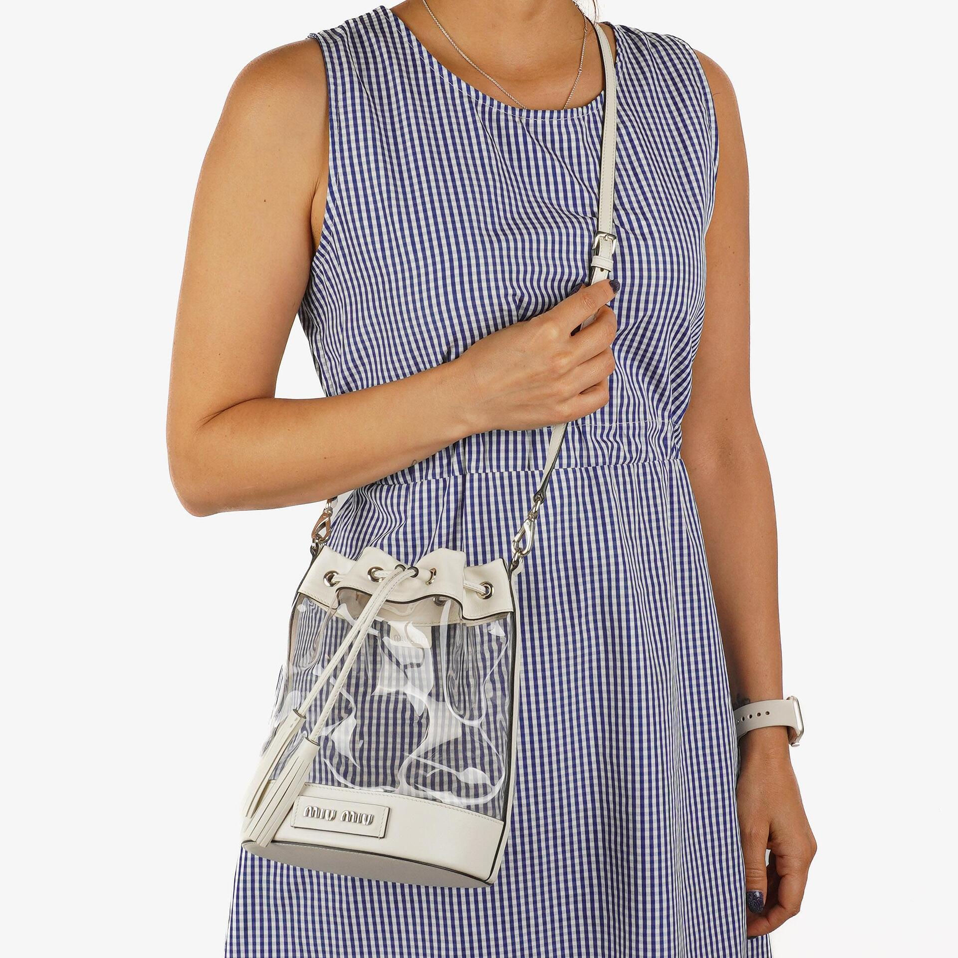 Miu Miu Transparent Drawstring White Bianco Bucket Bag