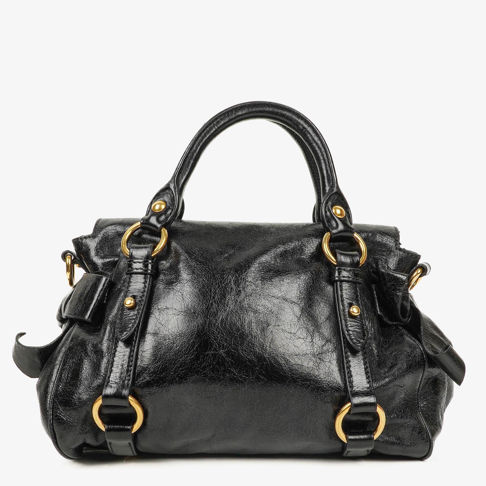 Miu Miu Vitello Black Small Bow Satchel Bag