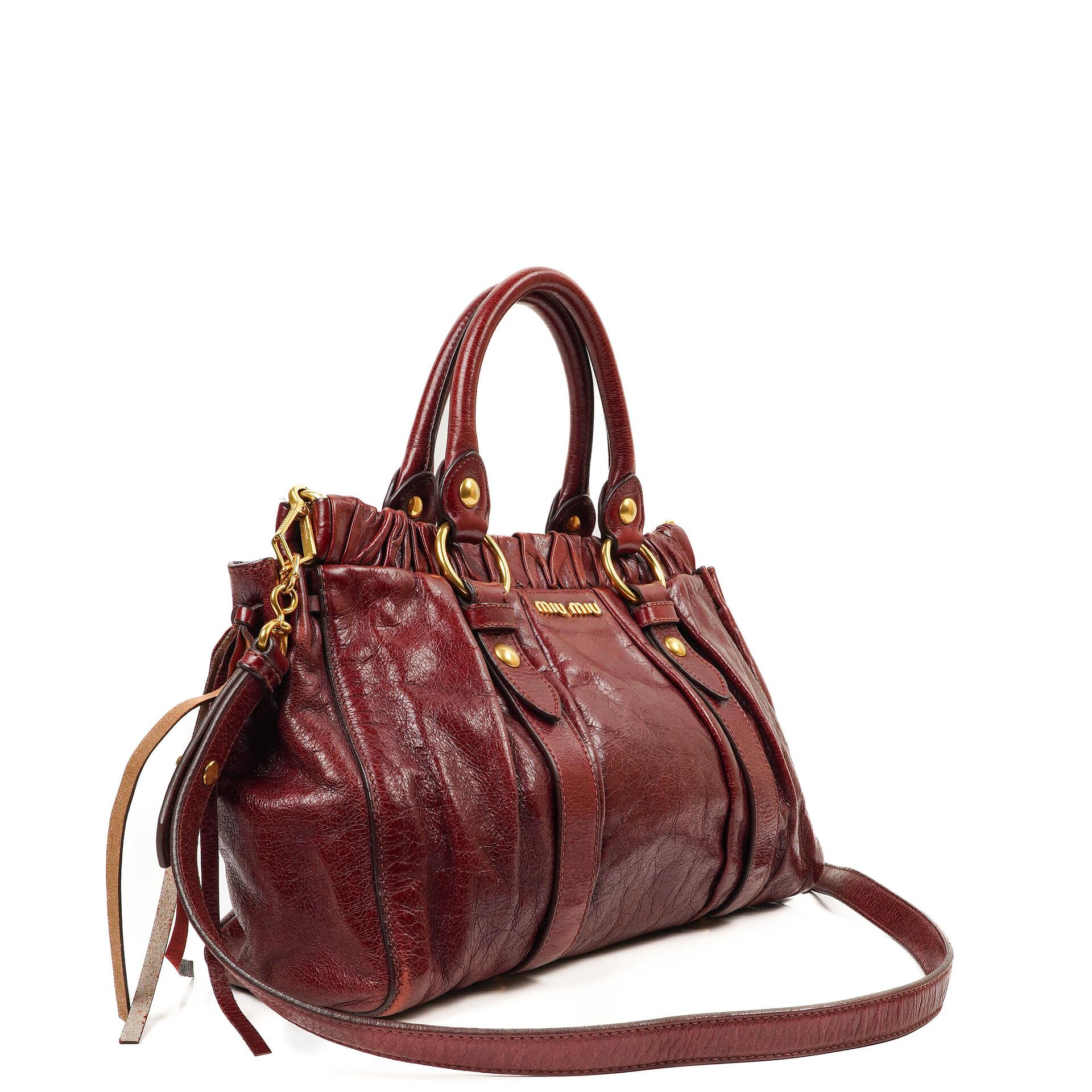Miu Miu Vitello Lux Amaranto Satchel Bag