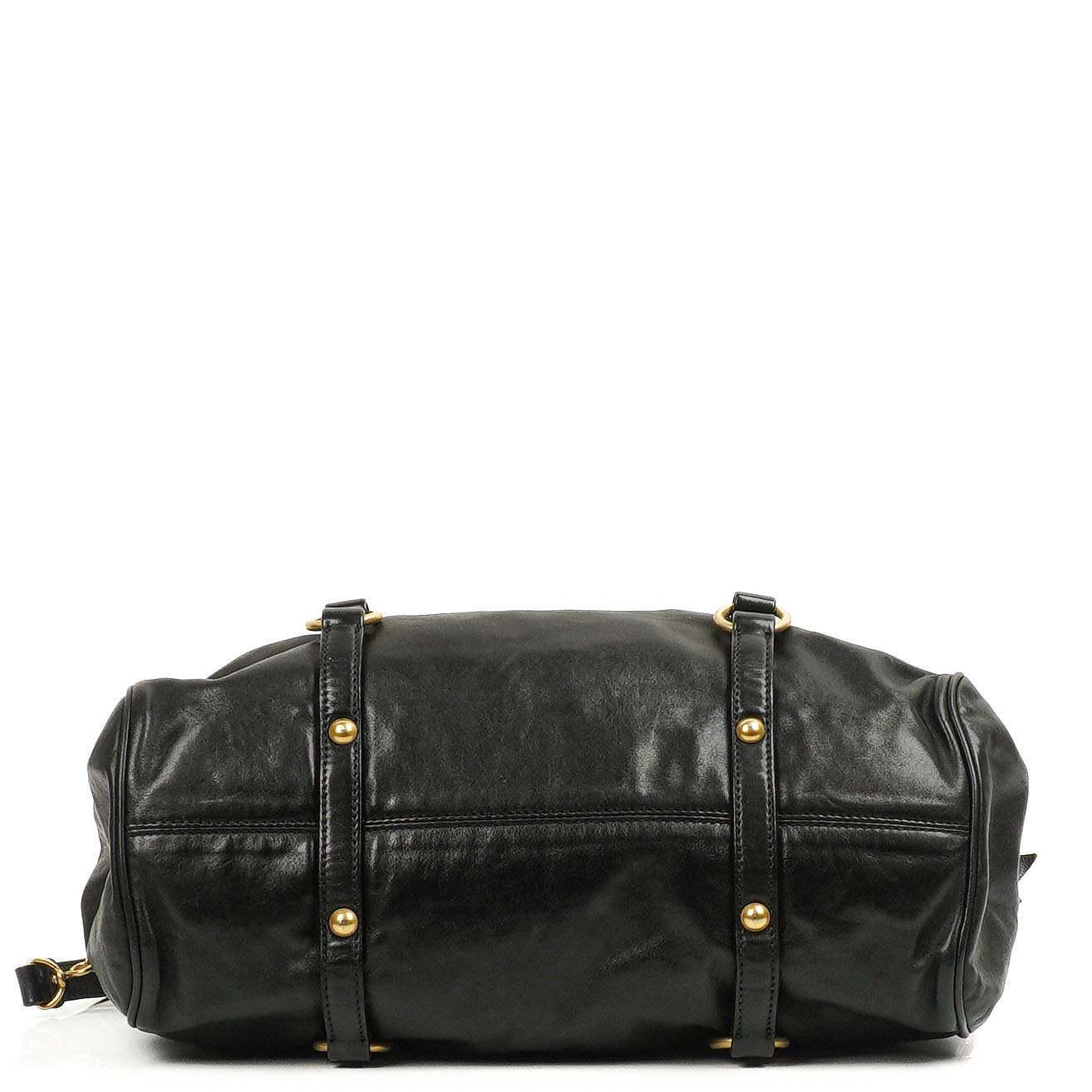 Miu Miu Vitello Lux Black Bow Satchel Bag