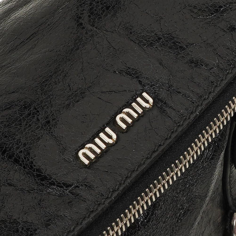 Miu Miu Vitello Lux Black Small Bow Satchel Bag