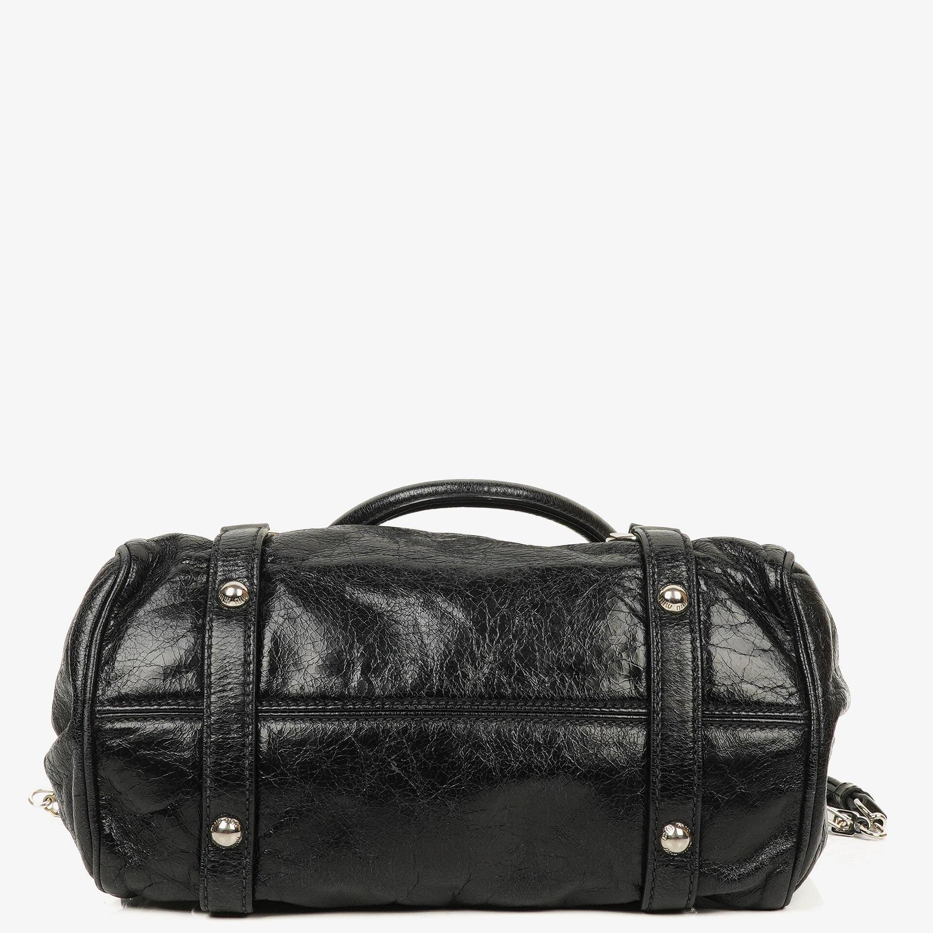 Miu Miu Vitello Lux Black Small Bow Satchel Bag