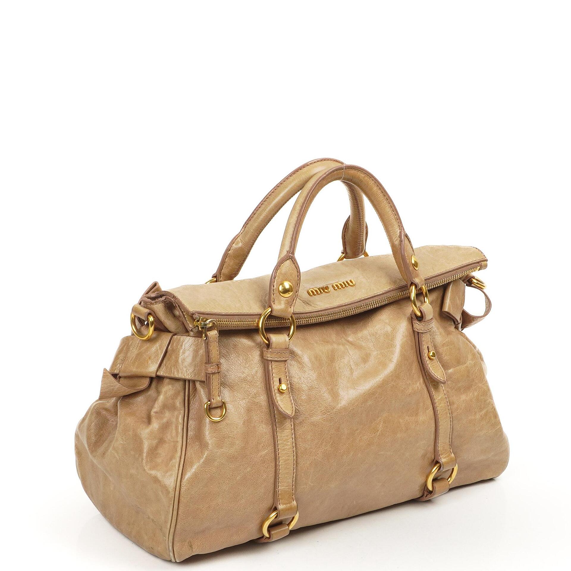 Miu Miu Vitello Lux Cammeo Satchel Bow Bag