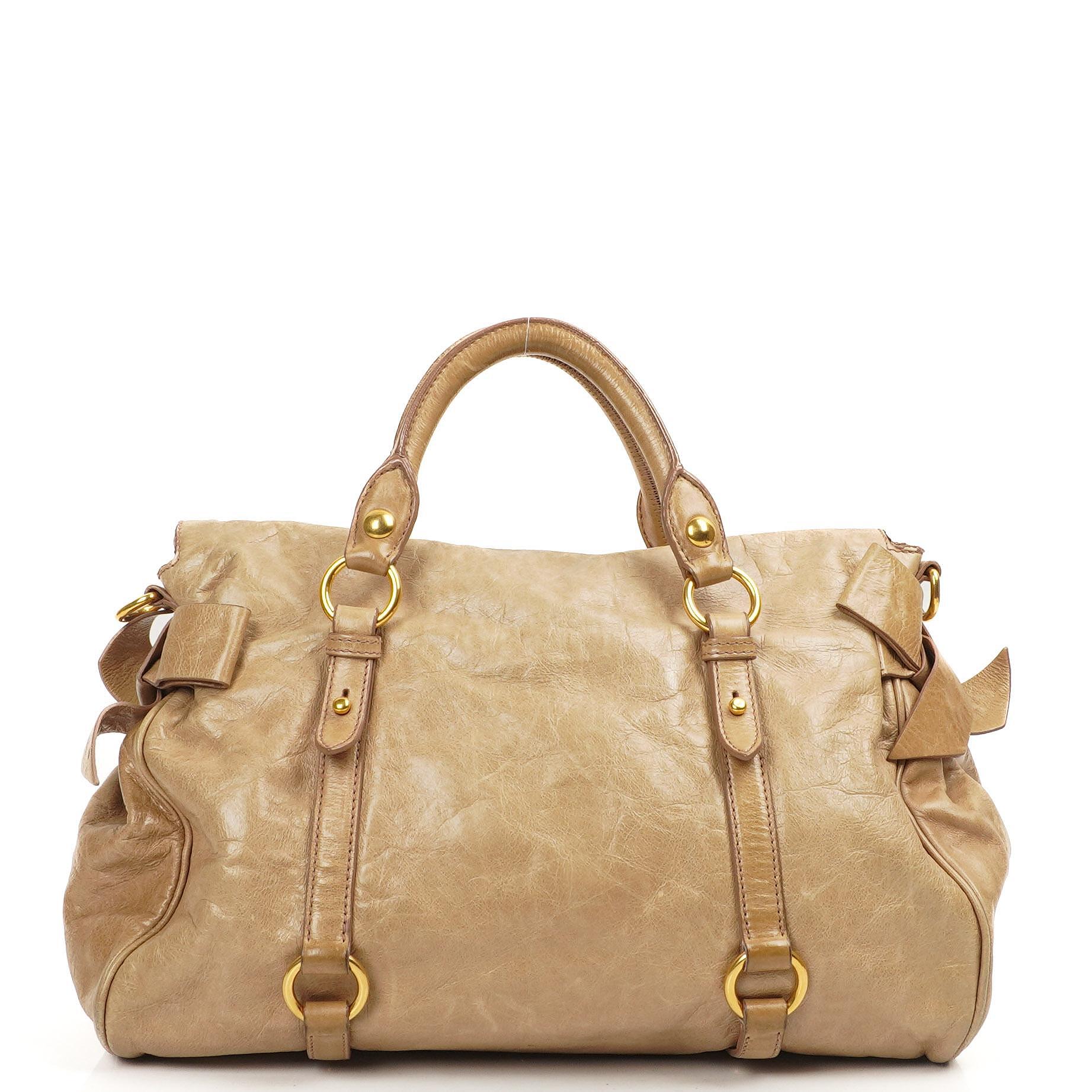 Miu Miu Vitello Lux Cammeo Satchel Bow Bag