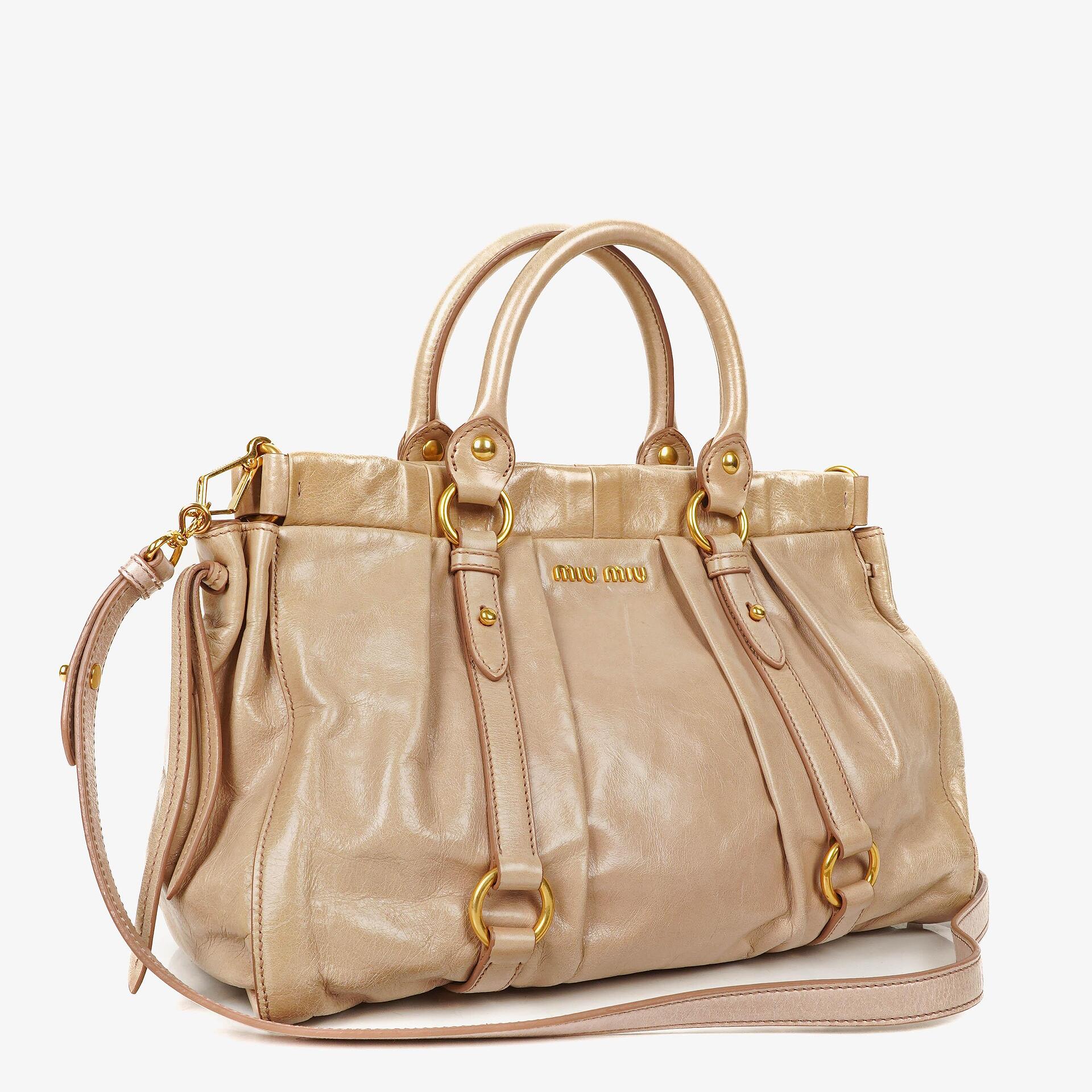 Miu Miu Vitello Lux Cipria Satchel Bag
